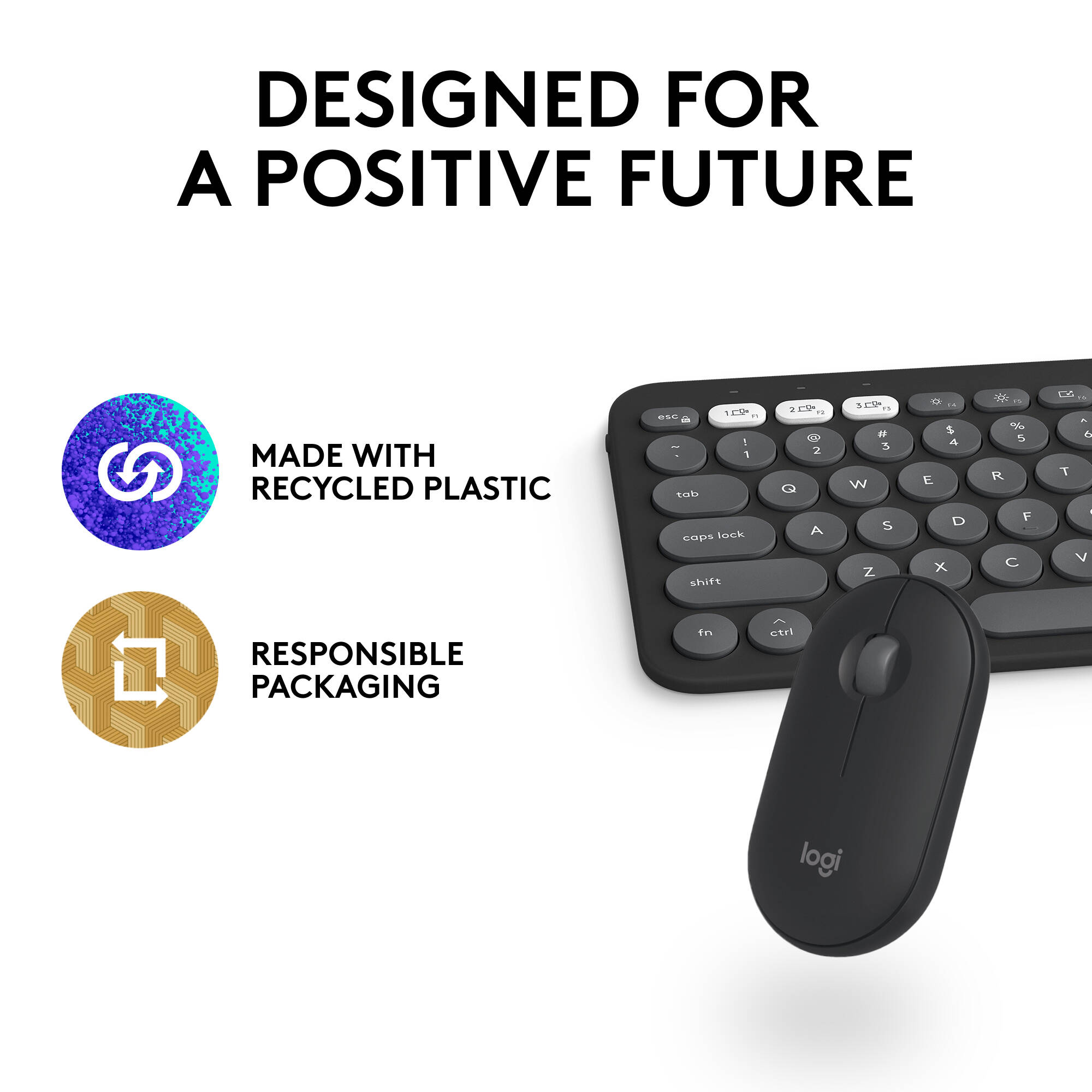 Logitech Pebble 2 combo for Mac in Tonal Graphite with compact Bluetooth keyboard and mouse — view 11