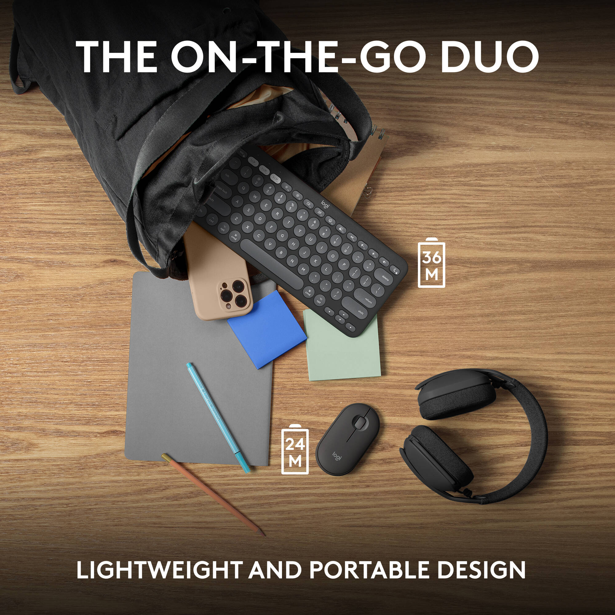 Logitech Pebble 2 combo for Mac in Tonal Graphite with compact Bluetooth keyboard and mouse — view 9