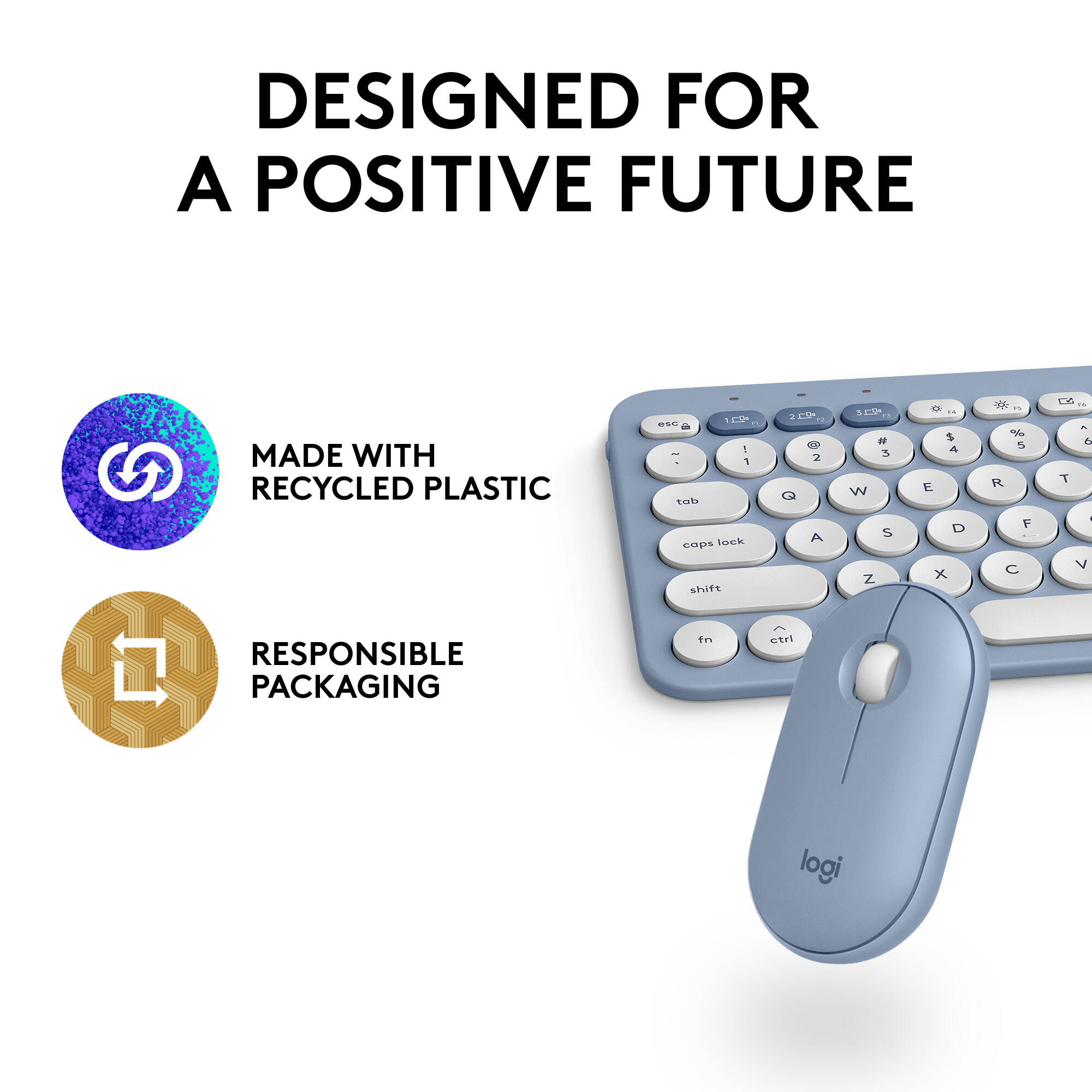 Logitech Pebble 2 Combo for Mac in blue with compact wireless keyboard and mouse — view 11
