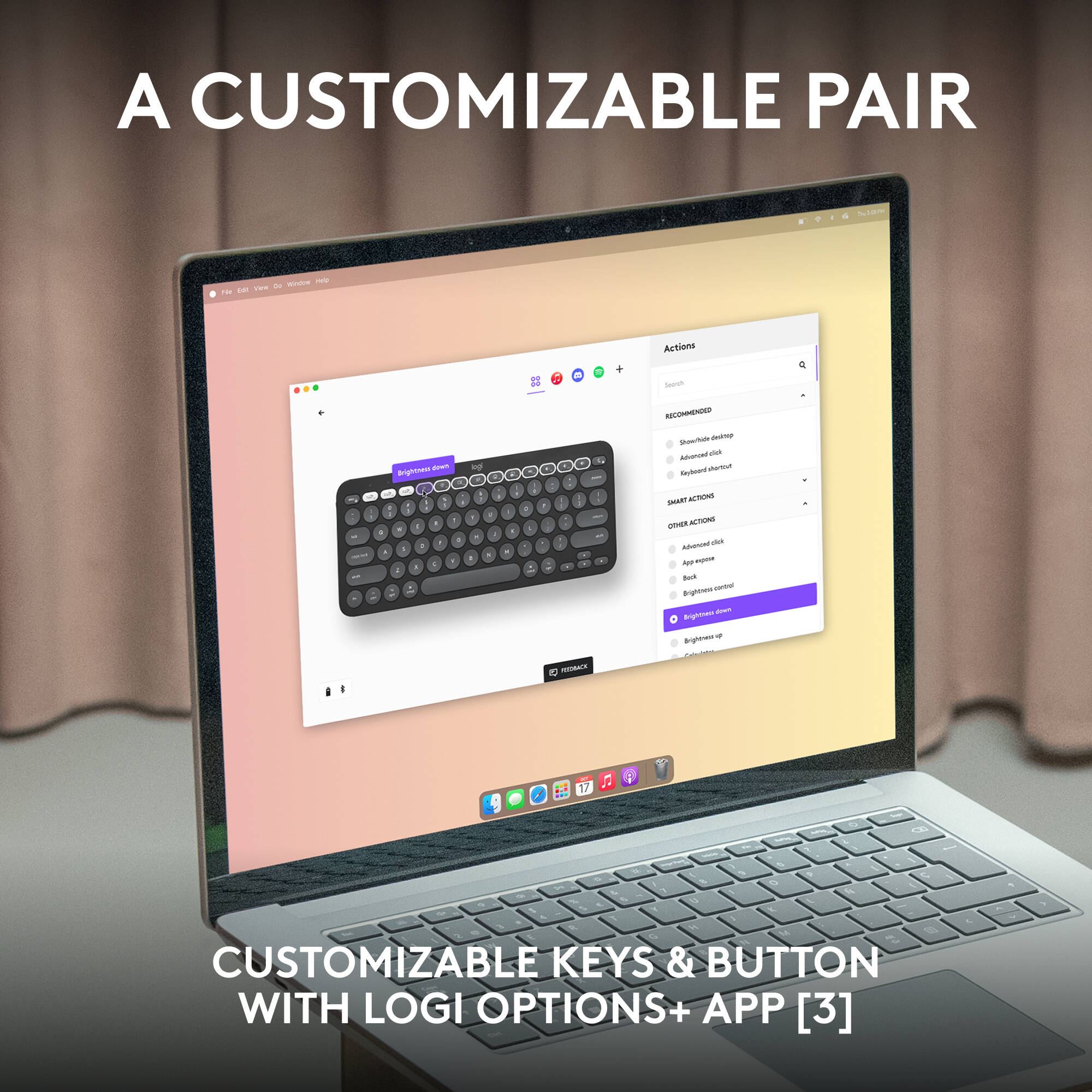 Logitech Pebble 2 Combo for Mac in blue with compact wireless keyboard and mouse — view 4