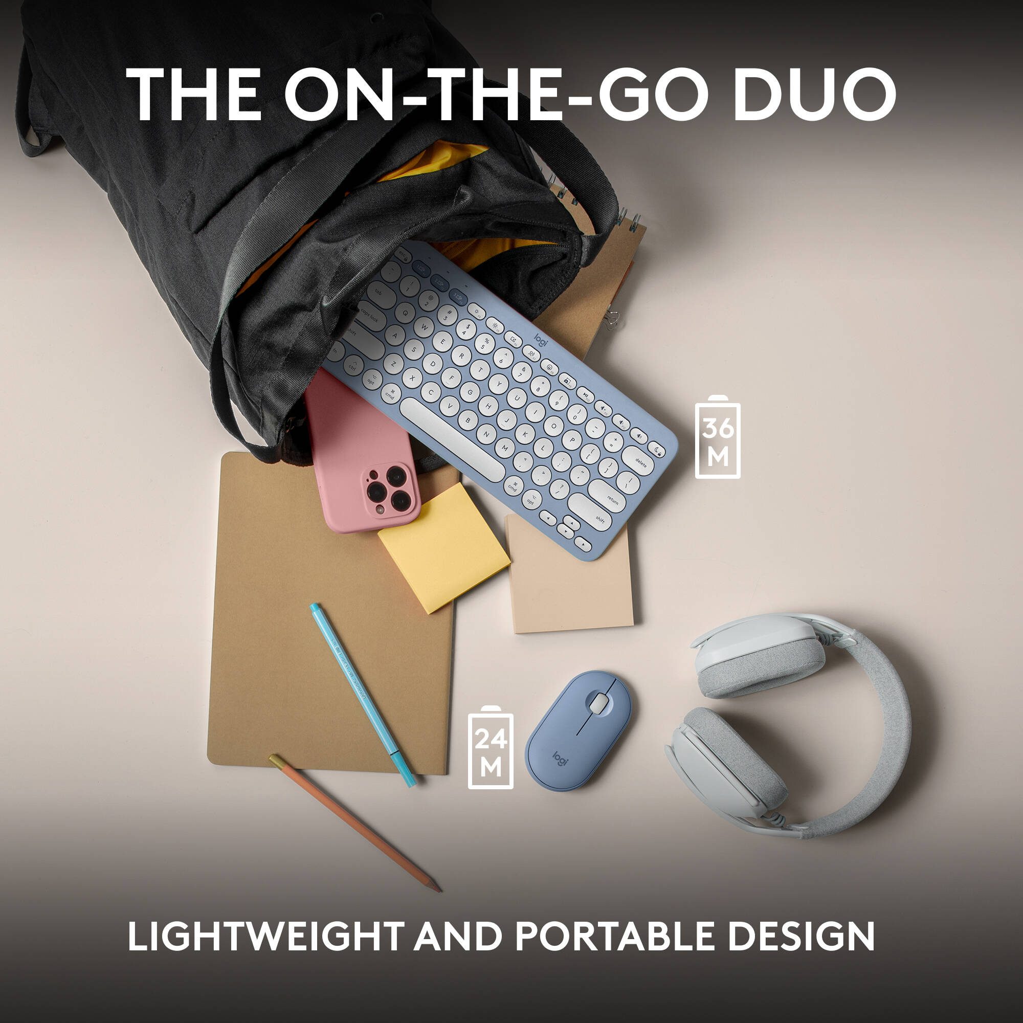 Logitech Pebble 2 Combo for Mac in blue with compact wireless keyboard and mouse — view 9
