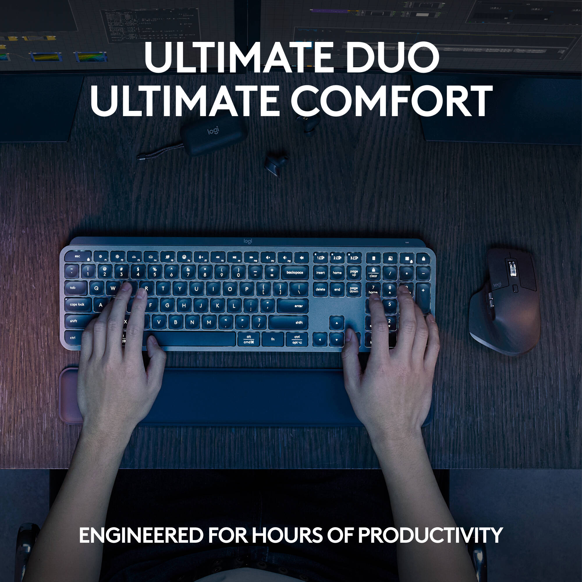 Logitech MX Keys S Combo wireless keyboard and mouse in black — view 2