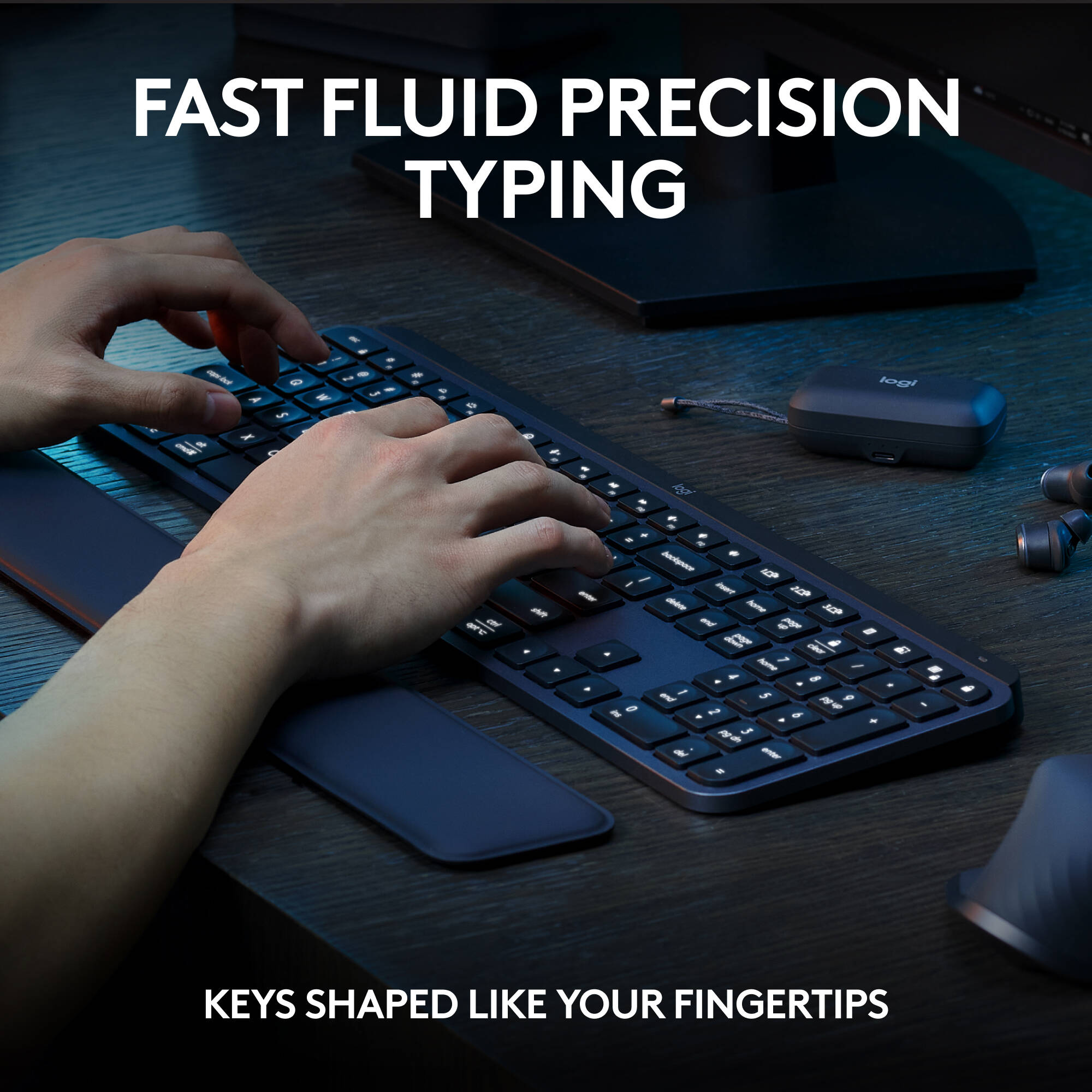 Logitech MX Keys S Combo wireless keyboard and mouse in black — view 3