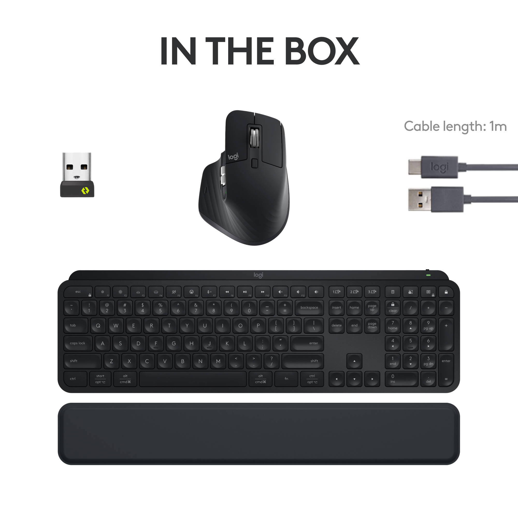 Logitech MX Keys S Combo wireless keyboard and mouse in black — view 9
