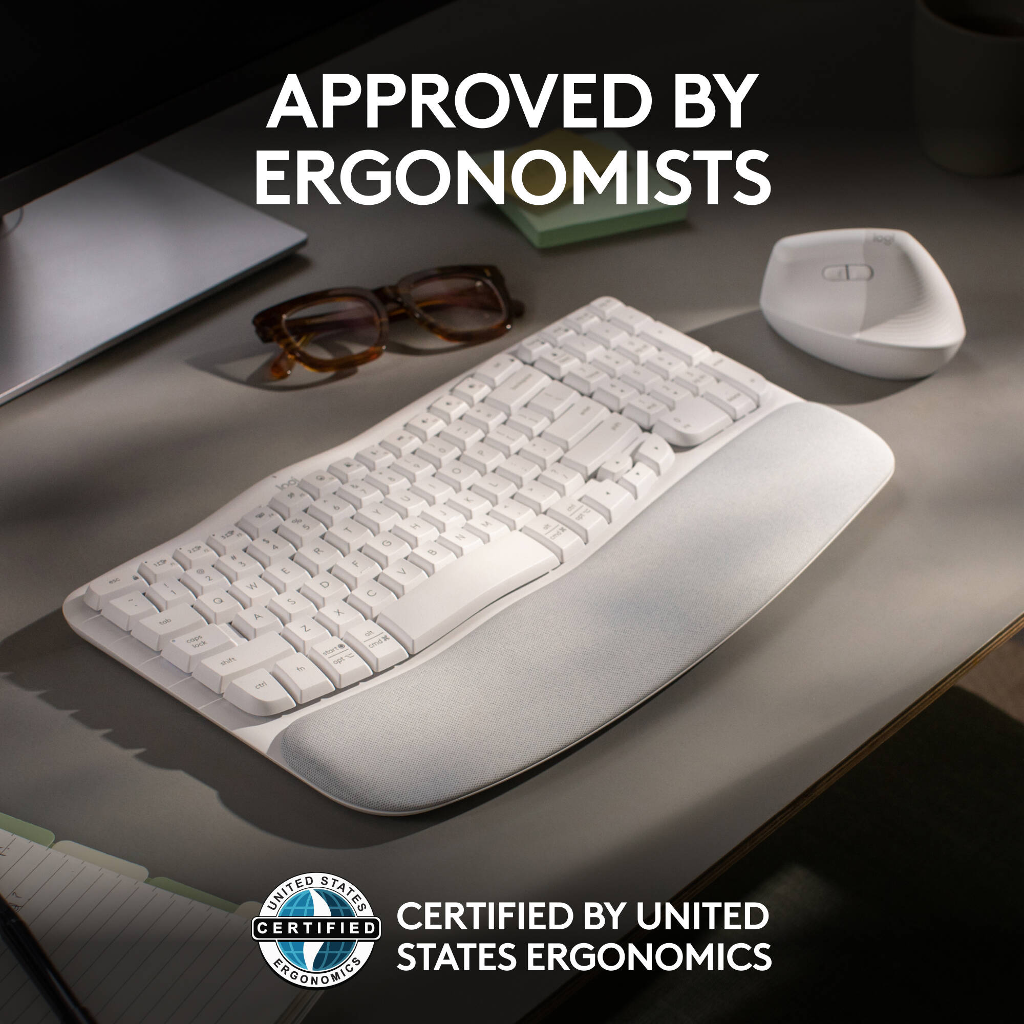Logitech Wireless Wave Keys ergonomic wireless keyboard in Off White — view 5