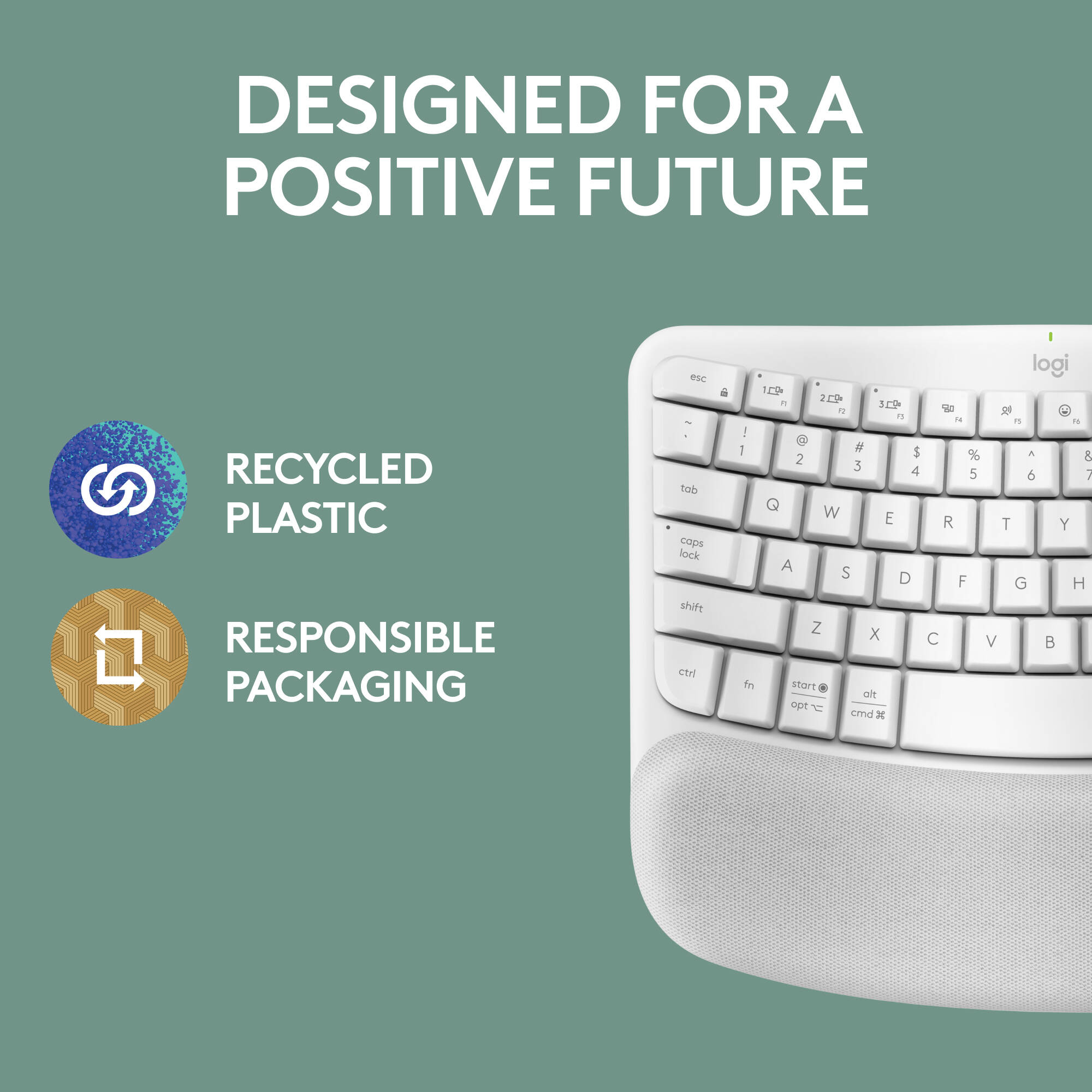 Logitech Wireless Wave Keys ergonomic wireless keyboard in Off White — view 9