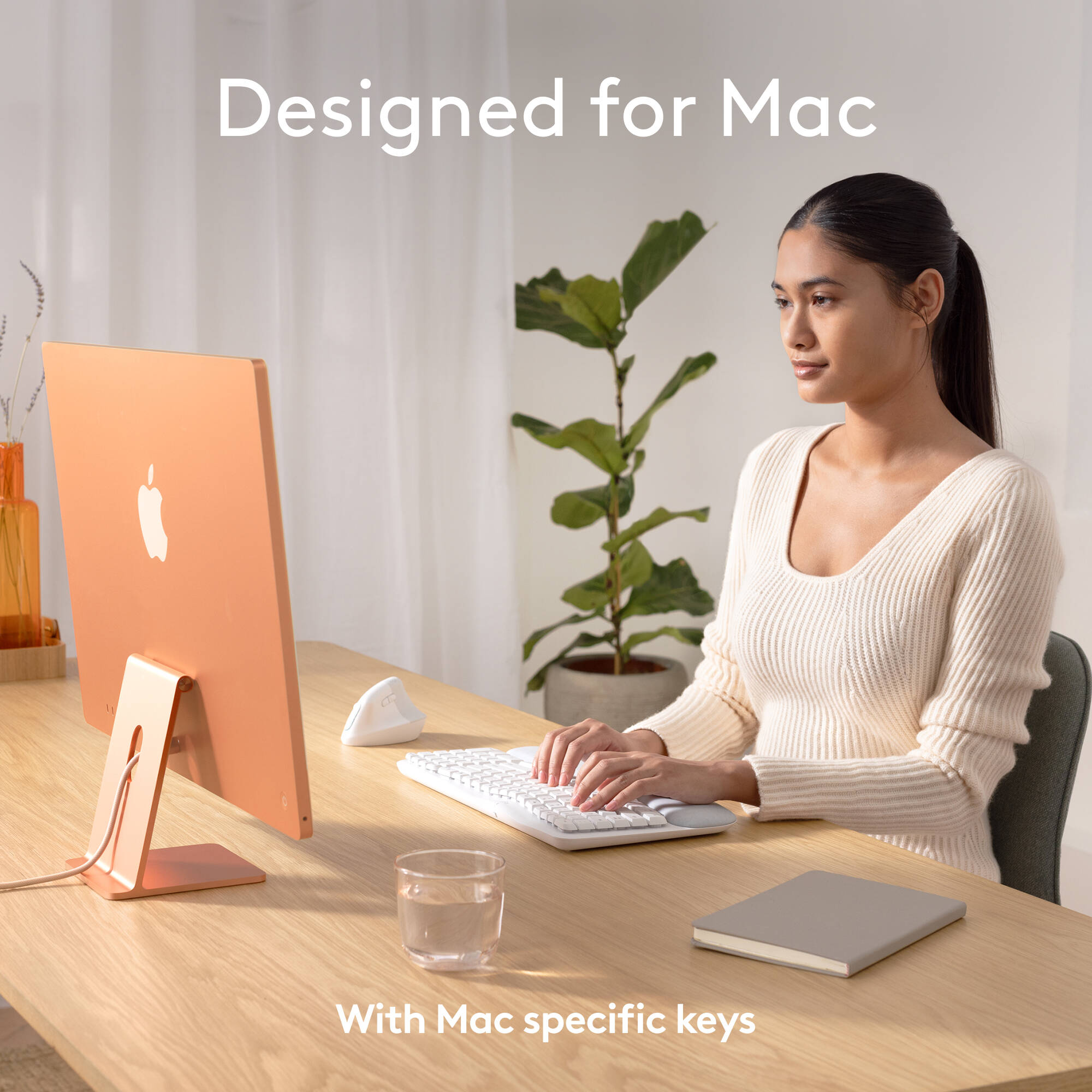 Logitech Wave Keys for Mac wireless ergonomic keyboard in white — view 2