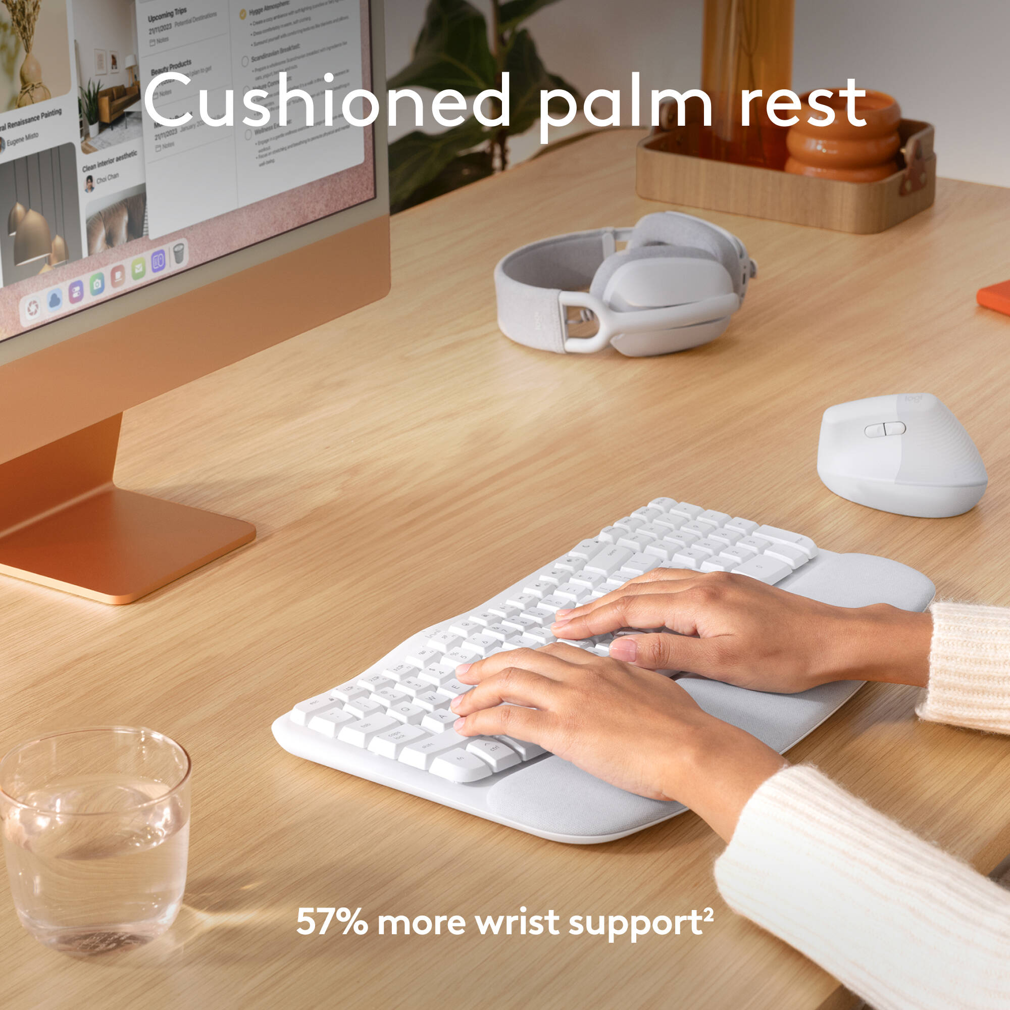 Logitech Wave Keys for Mac wireless ergonomic keyboard in white — view 4
