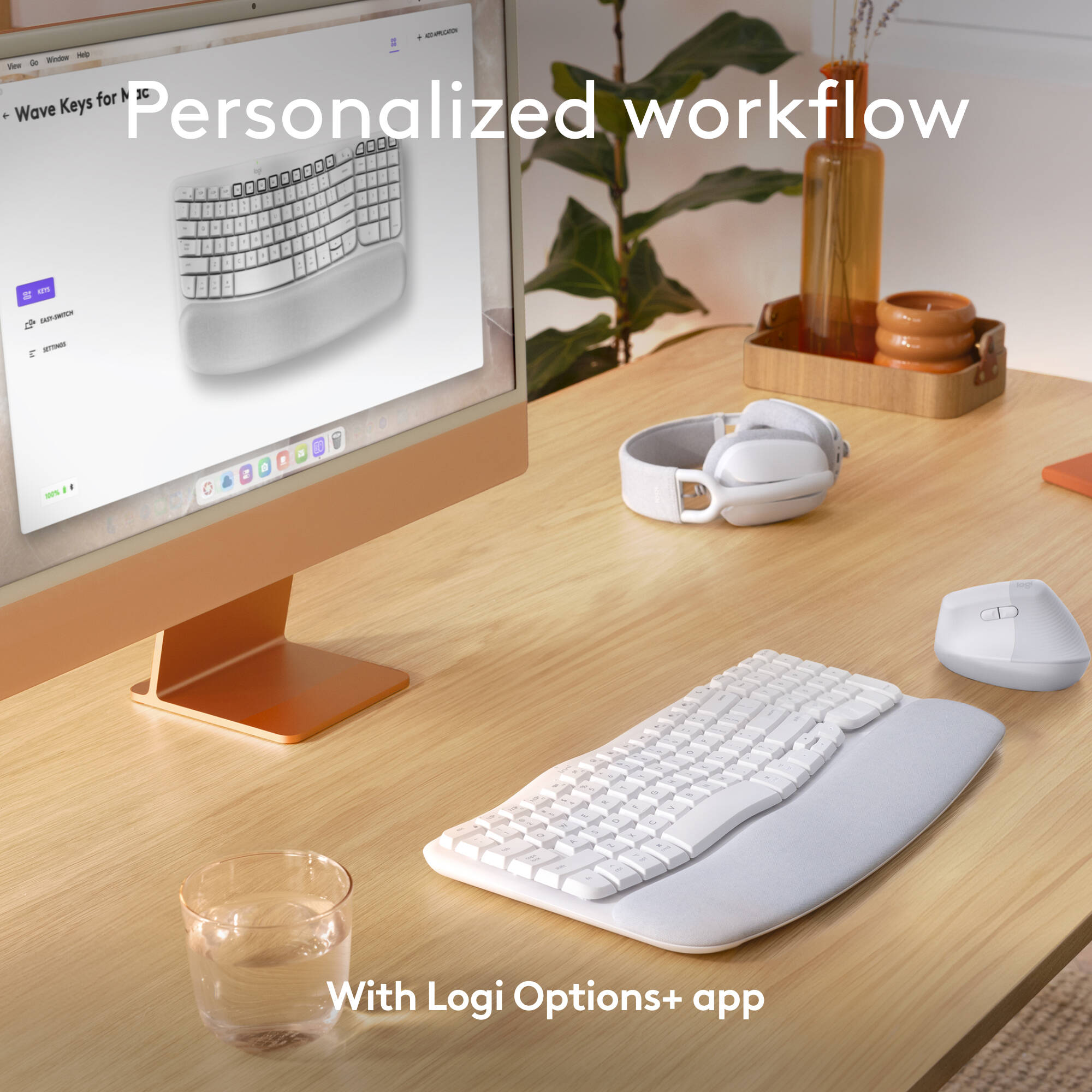 Logitech Wave Keys for Mac wireless ergonomic keyboard in white — view 8