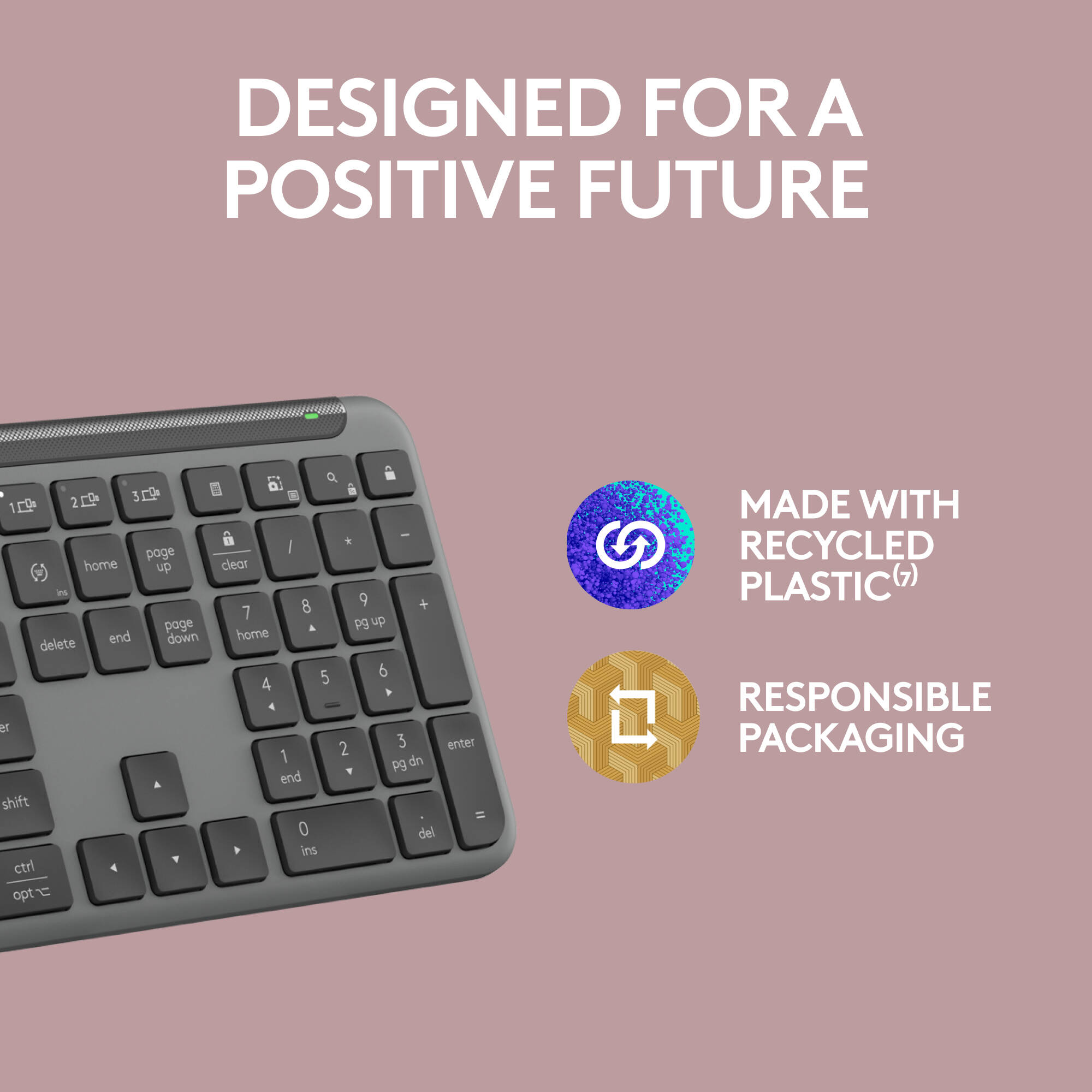 Logitech K950 Signature Slim wireless keyboard in graphite with slim low-profile design — view 10