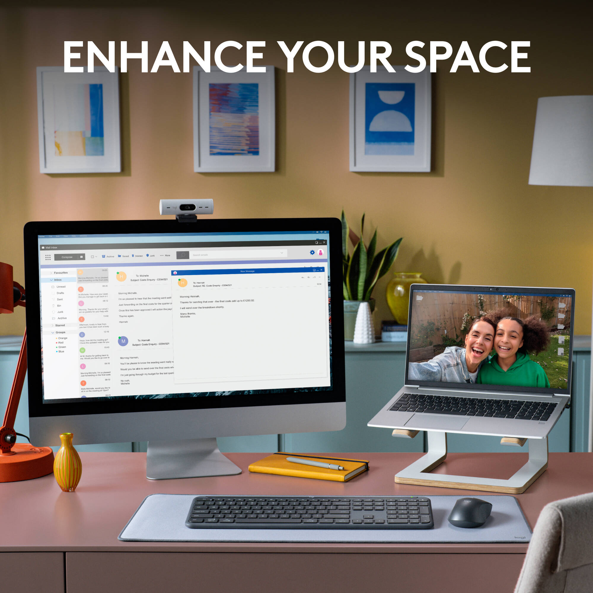 Logitech K950 Signature Slim wireless keyboard in graphite with slim low-profile design — view 5