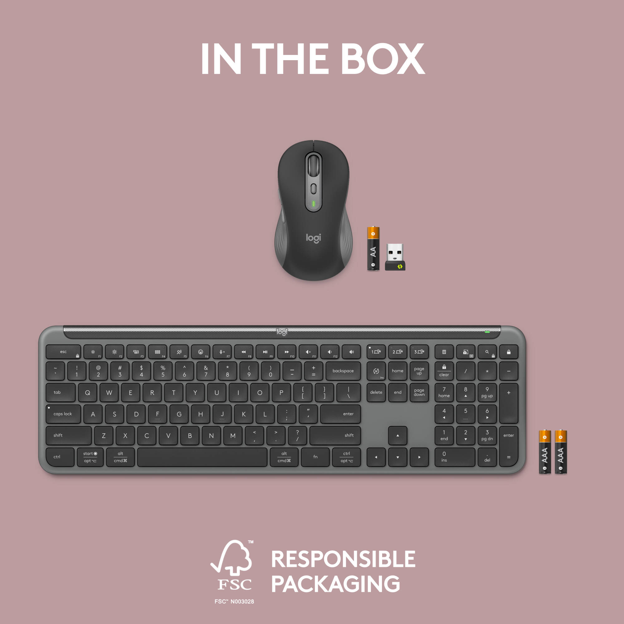 Logitech MK955 Signature Slim Combo wireless keyboard and mouse in graphite for business desktops — view 12