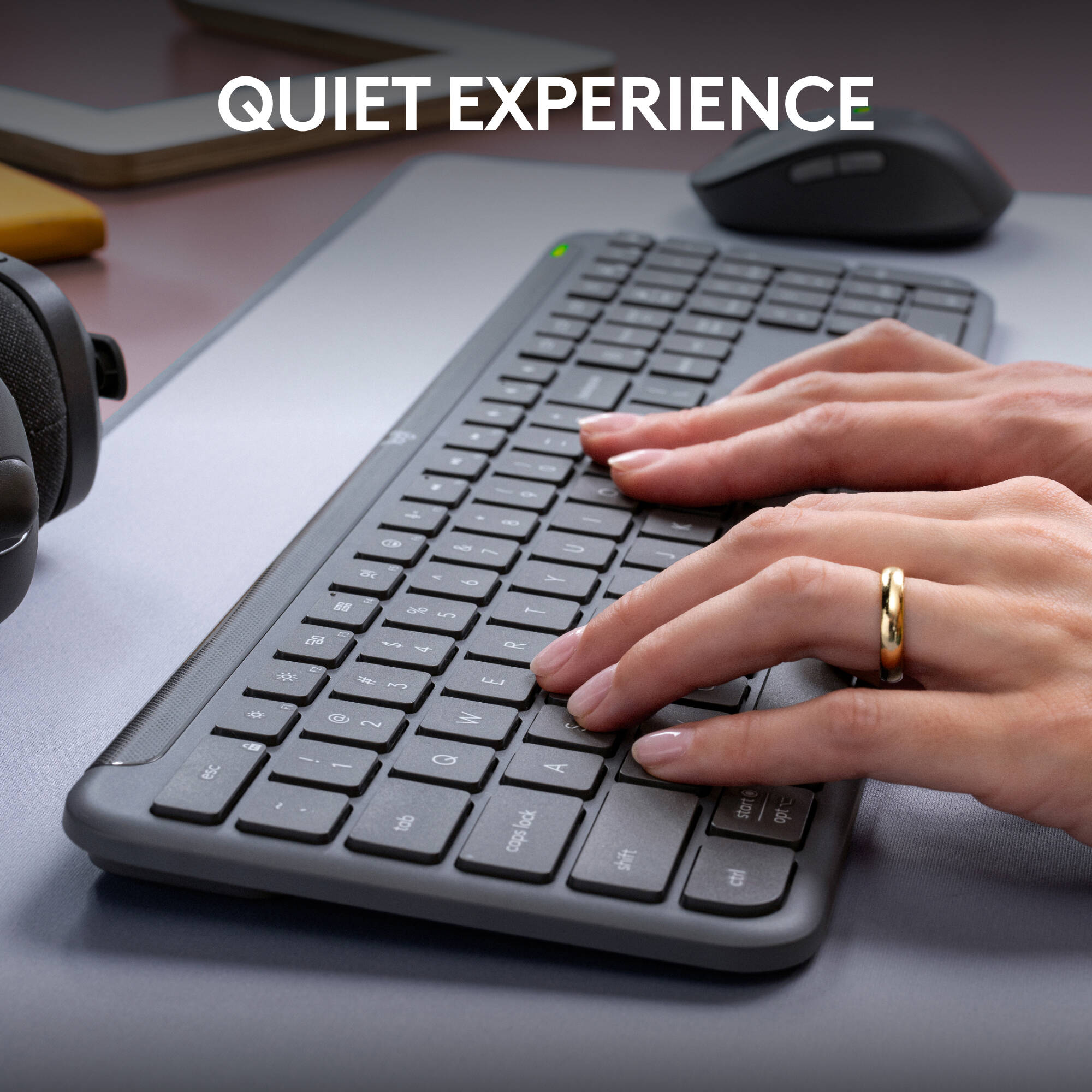 Logitech MK955 Signature Slim Combo wireless keyboard and mouse in graphite for business desktops — view 6