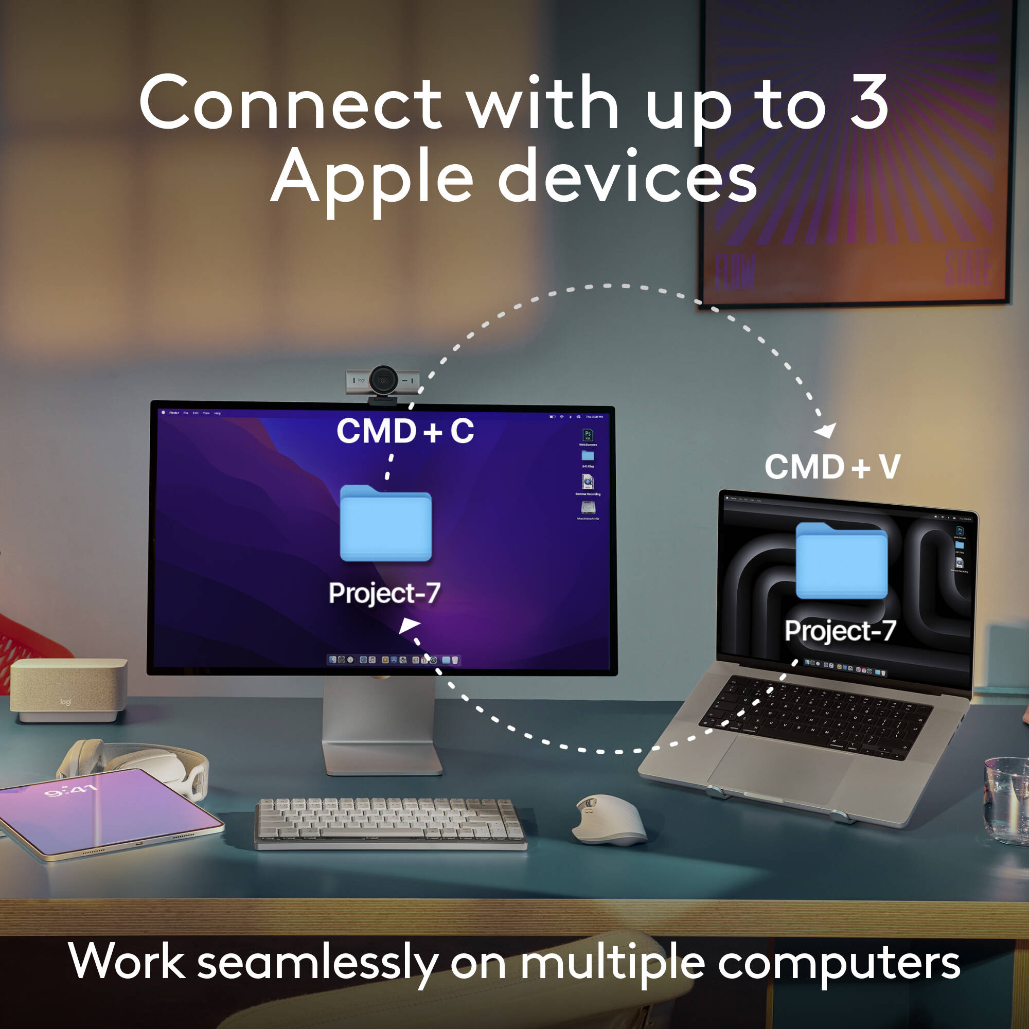 Logitech MX Keys S Combo for Mac wireless keyboard and mouse set in Grey — view 10
