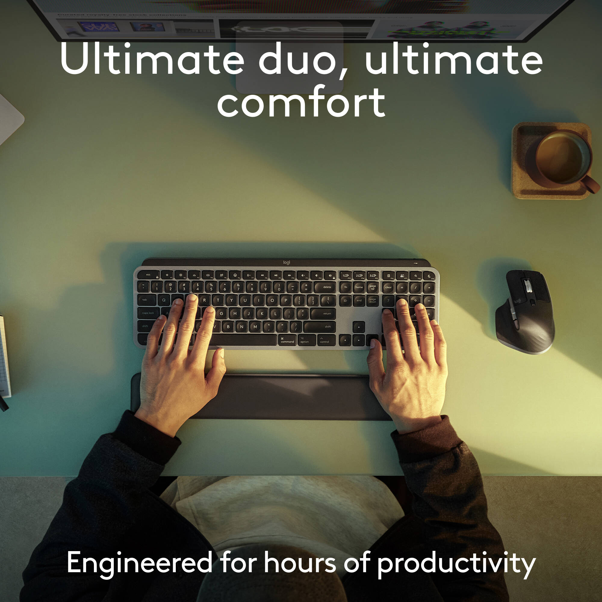 Logitech MX Keys S Combo for Mac wireless keyboard and mouse set in Grey — view 2