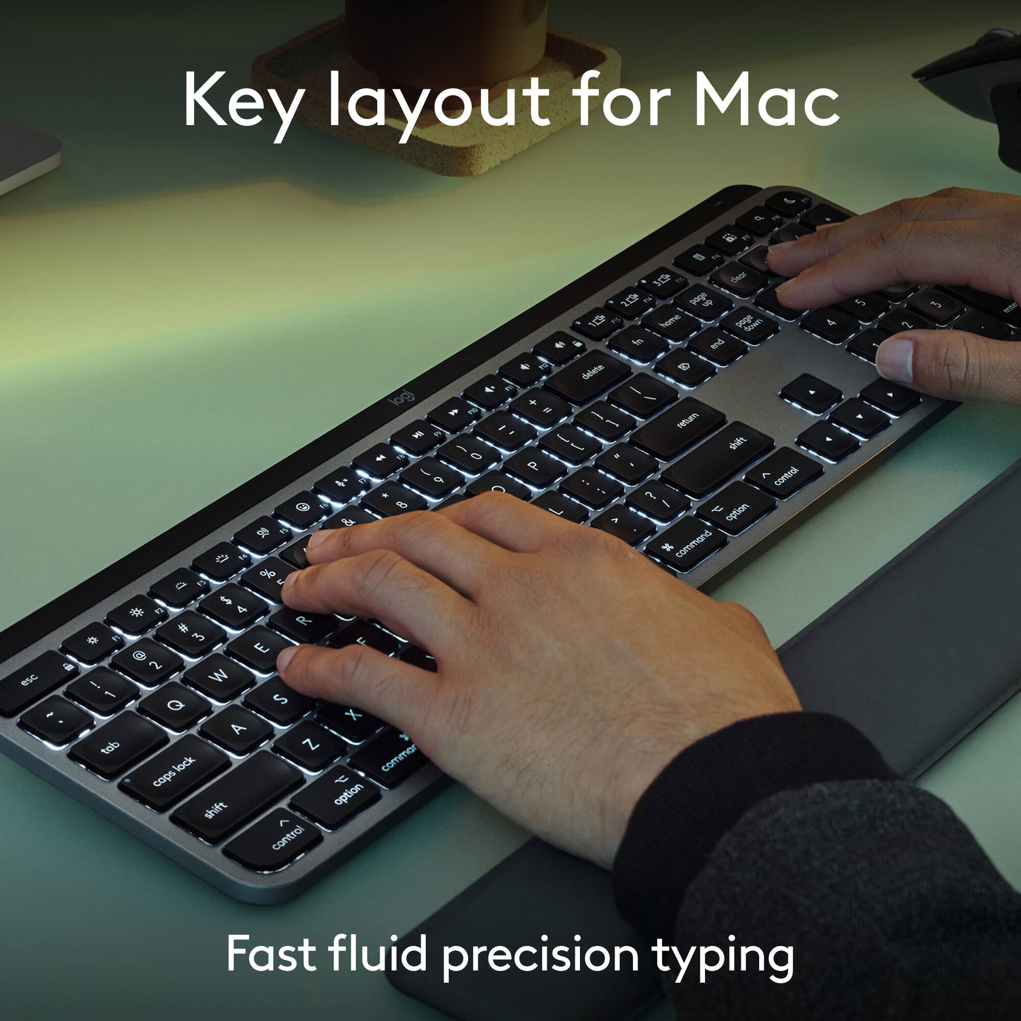 Logitech MX Keys S Combo for Mac wireless keyboard and mouse set in Grey — view 3