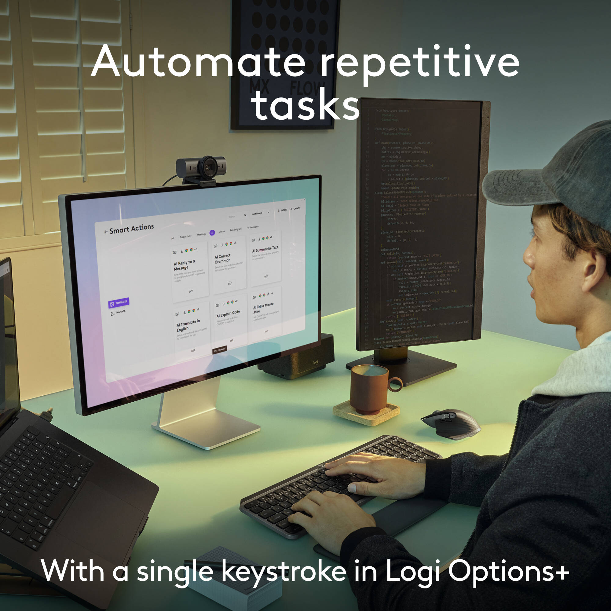 Logitech MX Keys S Combo for Mac wireless keyboard and mouse set in Grey — view 5