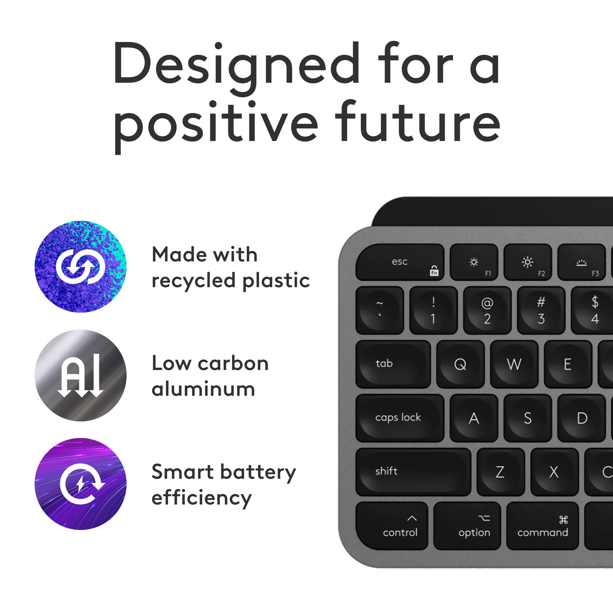 Logitech MX Keys S Combo for Mac wireless keyboard and mouse set in Grey — view 7