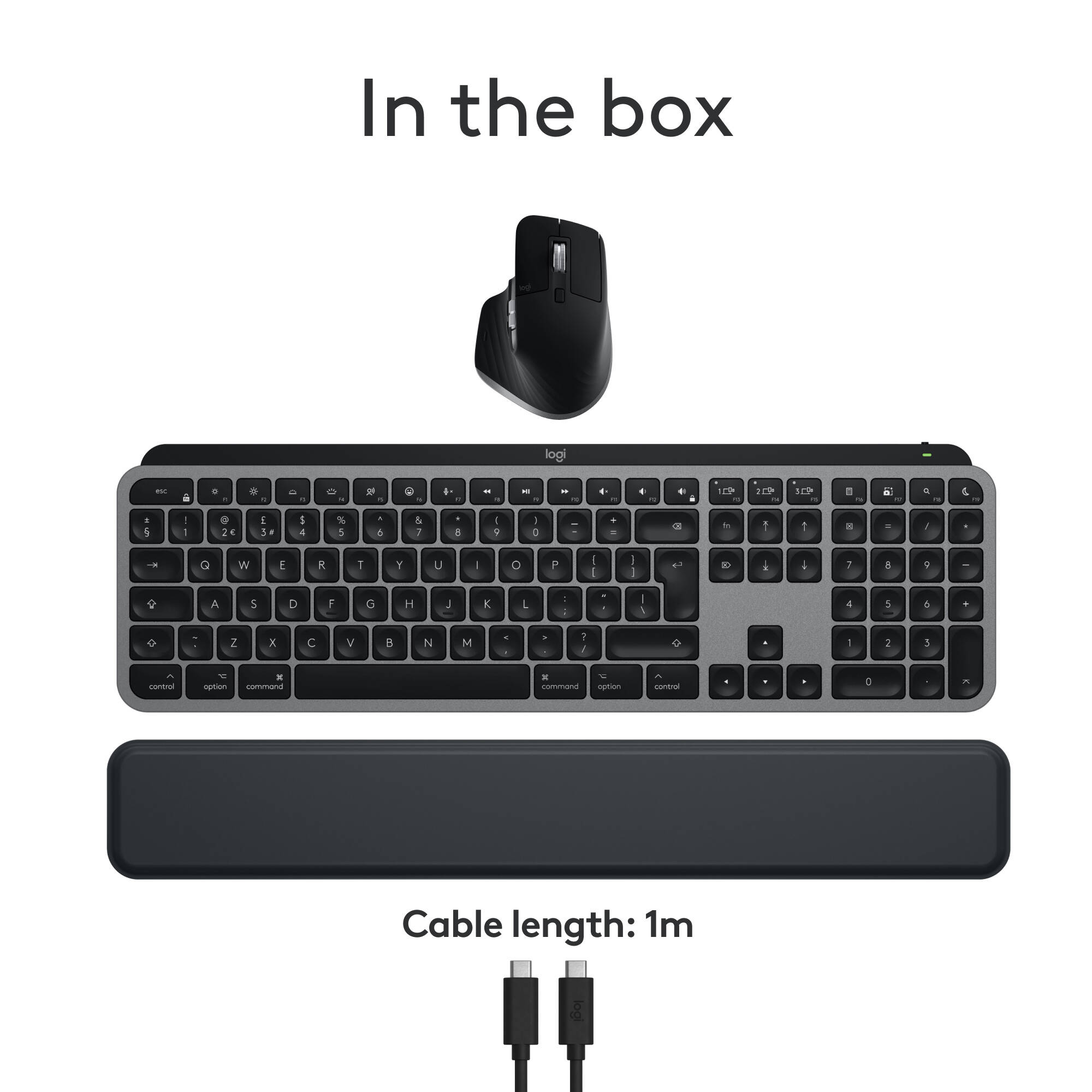 Logitech MX Keys S Combo for Mac wireless keyboard and mouse set in Grey — view 9