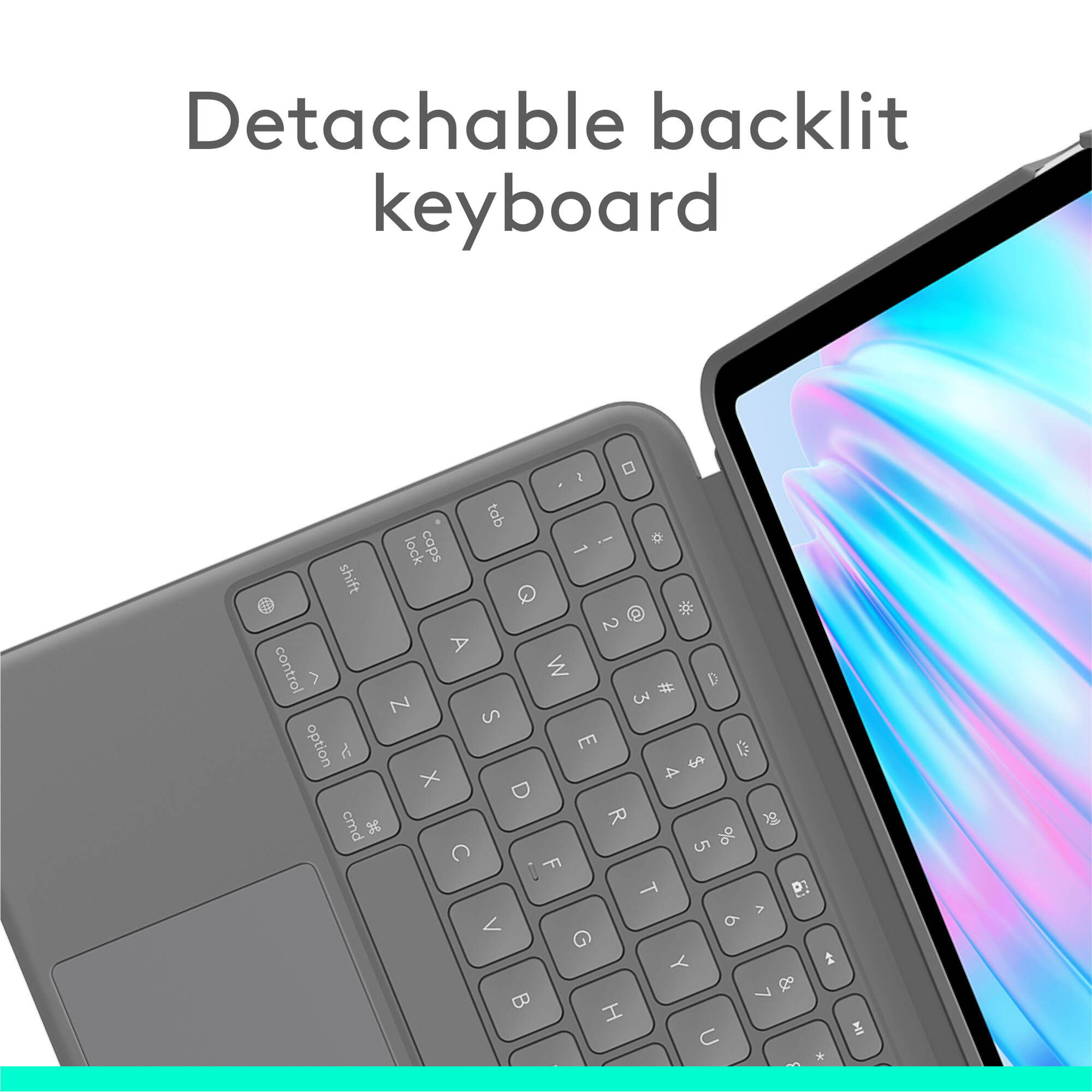 Logitech Combo Touch for iPad Air 11-inch grey keyboard case with trackpad — view 3