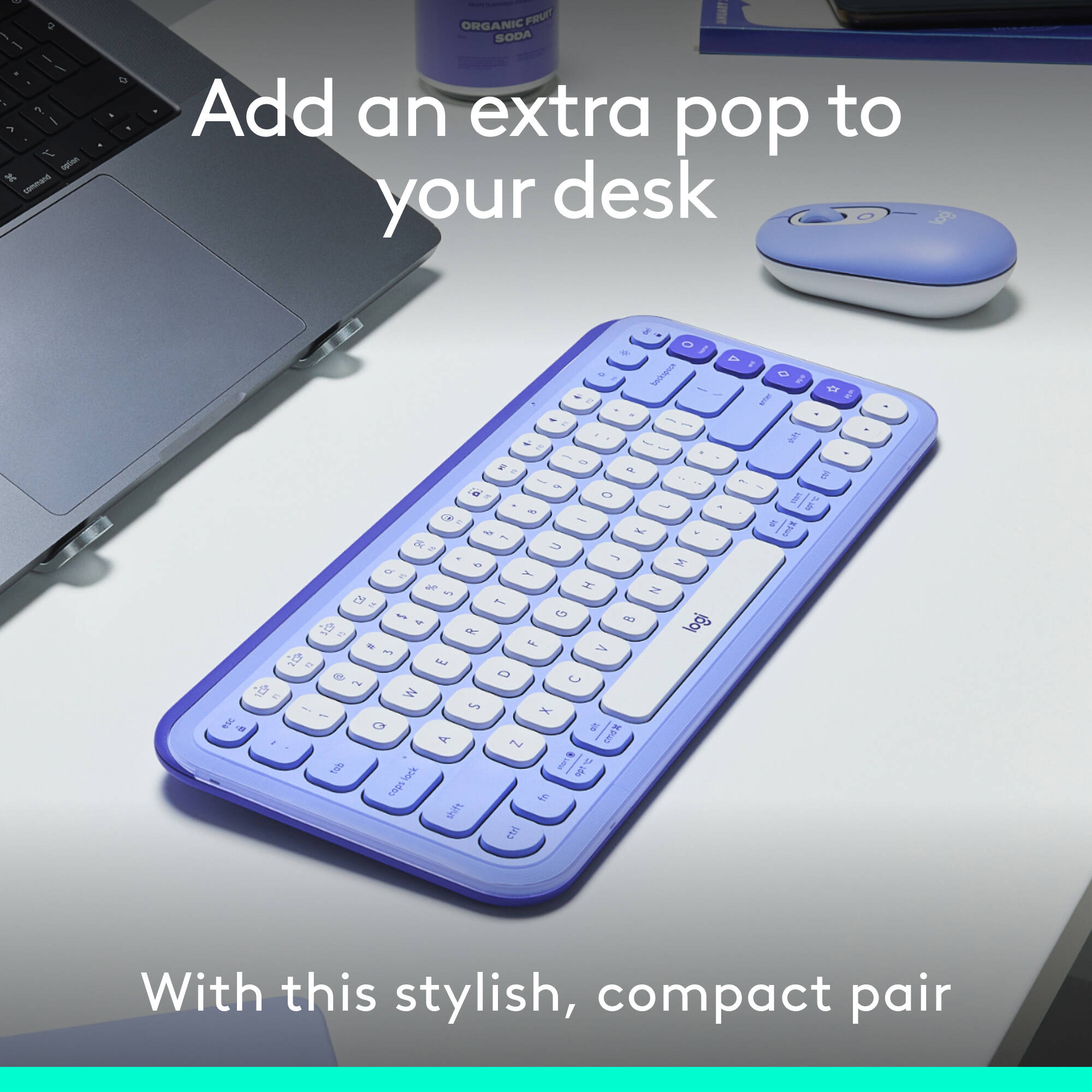 Logitech POP Icon Combo in Lilac Off White with wireless keyboard and mouse — view 2