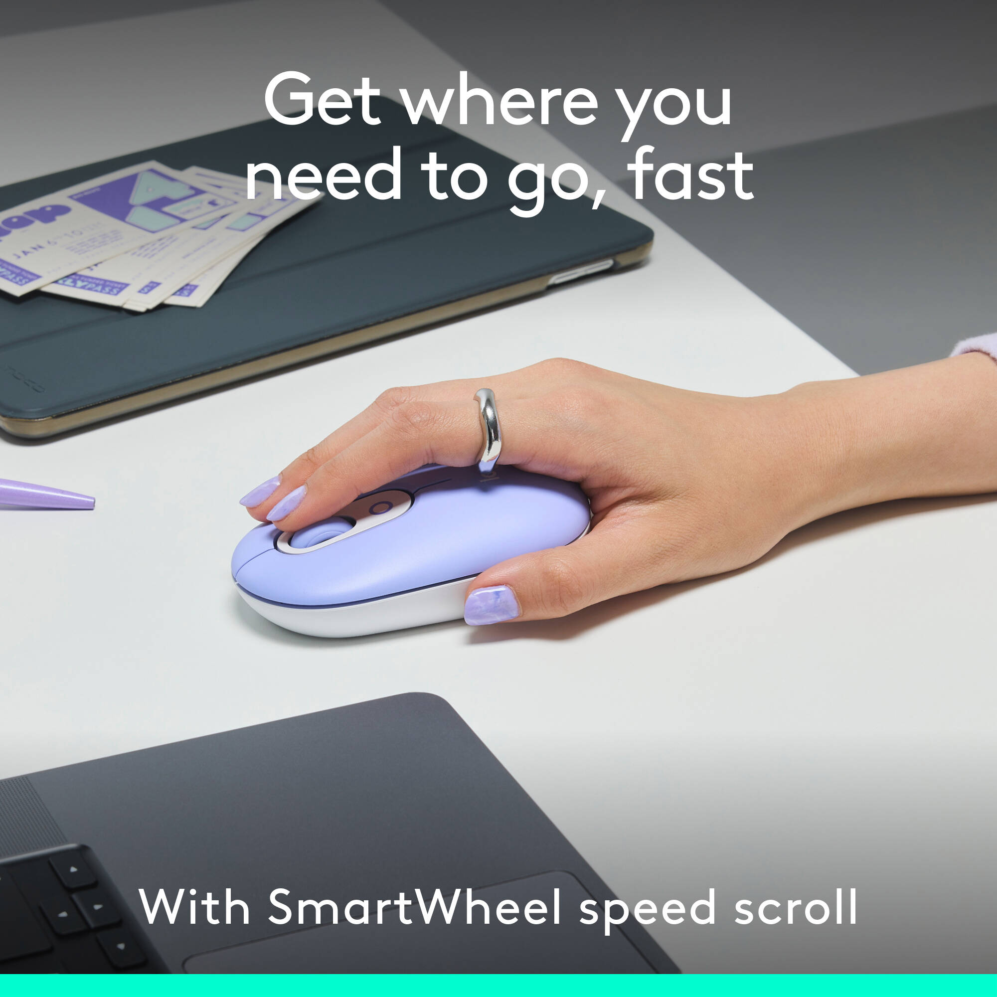Logitech POP Icon Combo in Lilac Off White with wireless keyboard and mouse — view 5