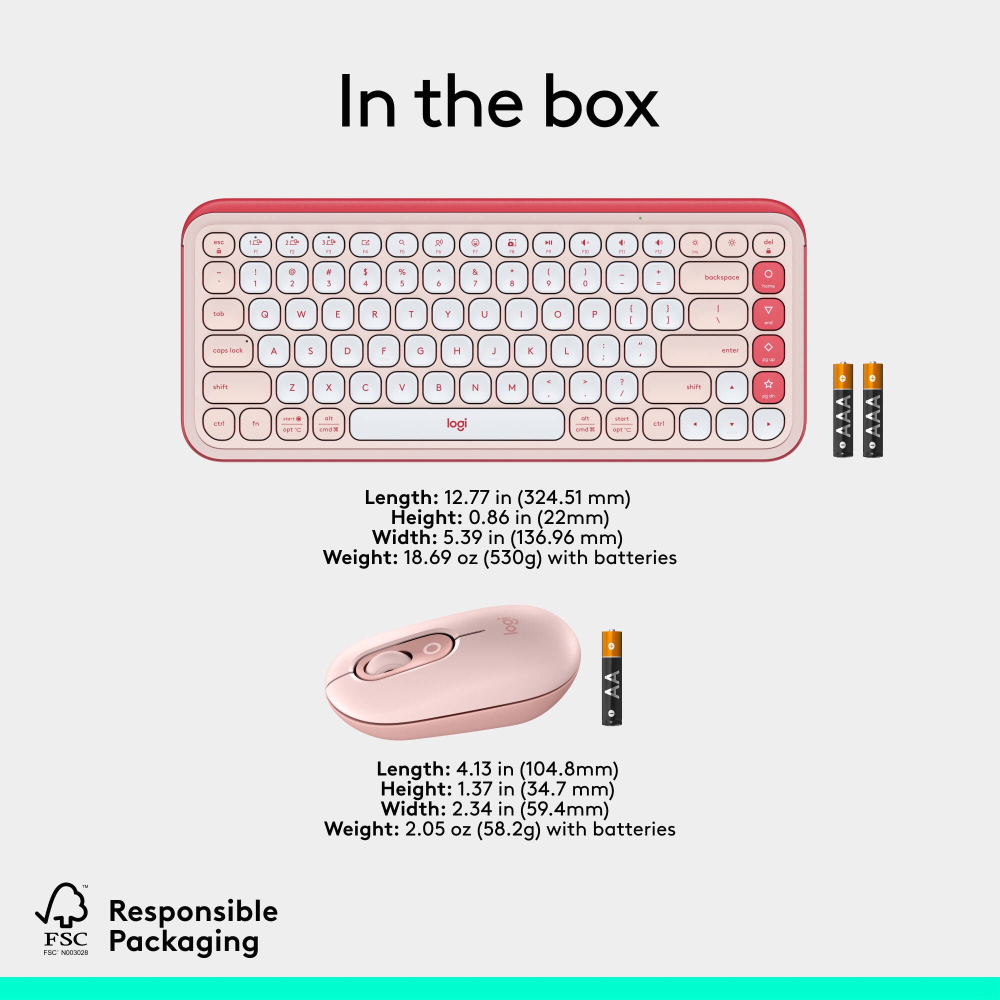 Logitech POP Icon Combo wireless keyboard and mouse set in Rose Off White — view 10