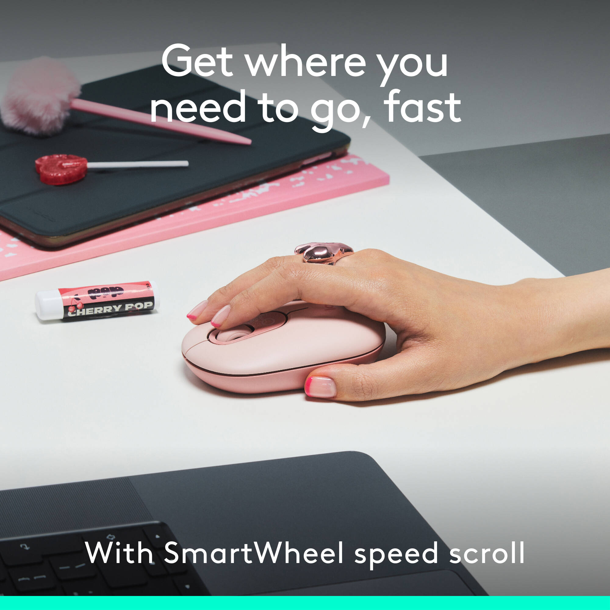 Logitech POP Icon Combo wireless keyboard and mouse set in Rose Off White — view 5