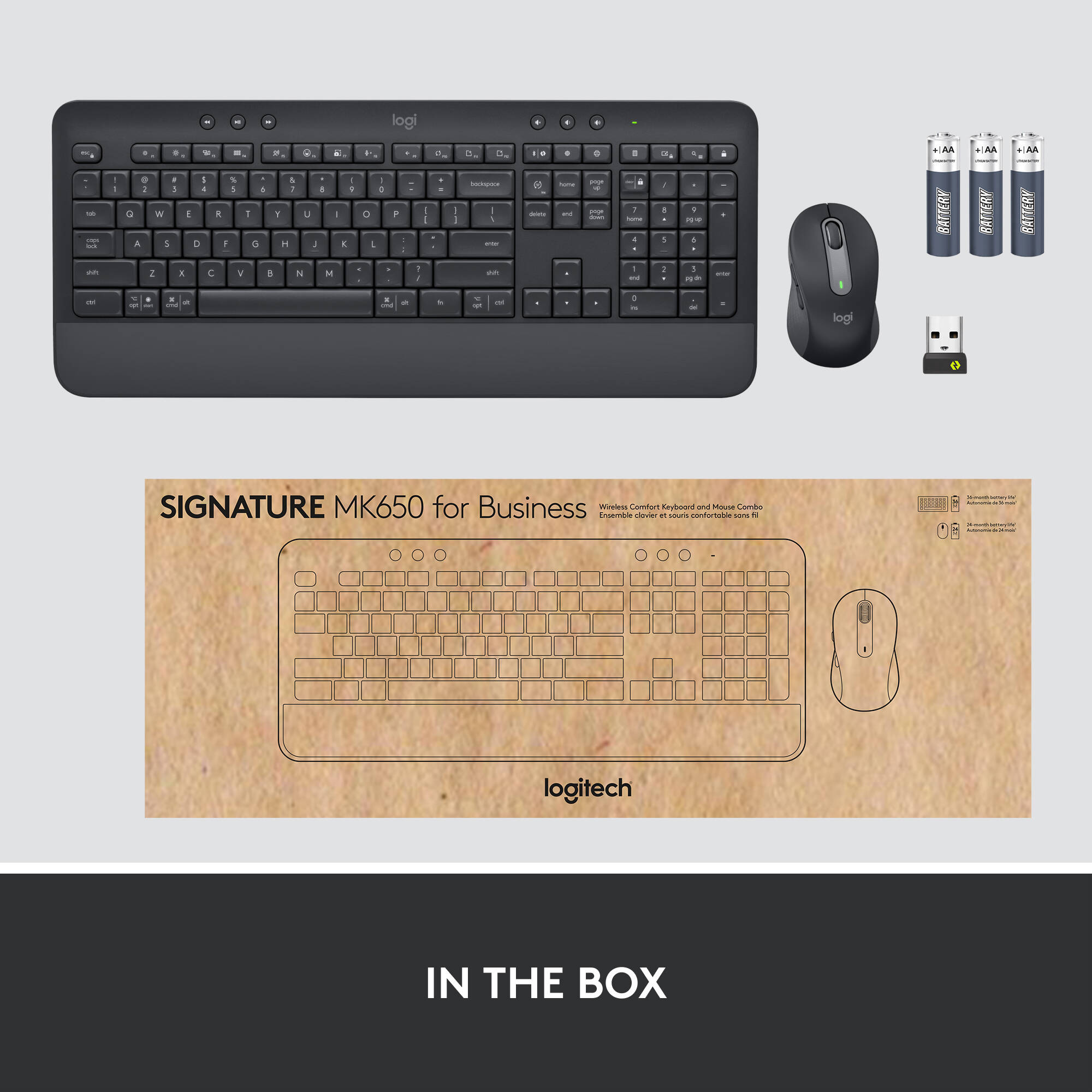 Logitech MK650 Combo B2B Graphite wireless keyboard and mouse set for business desktops — view 10