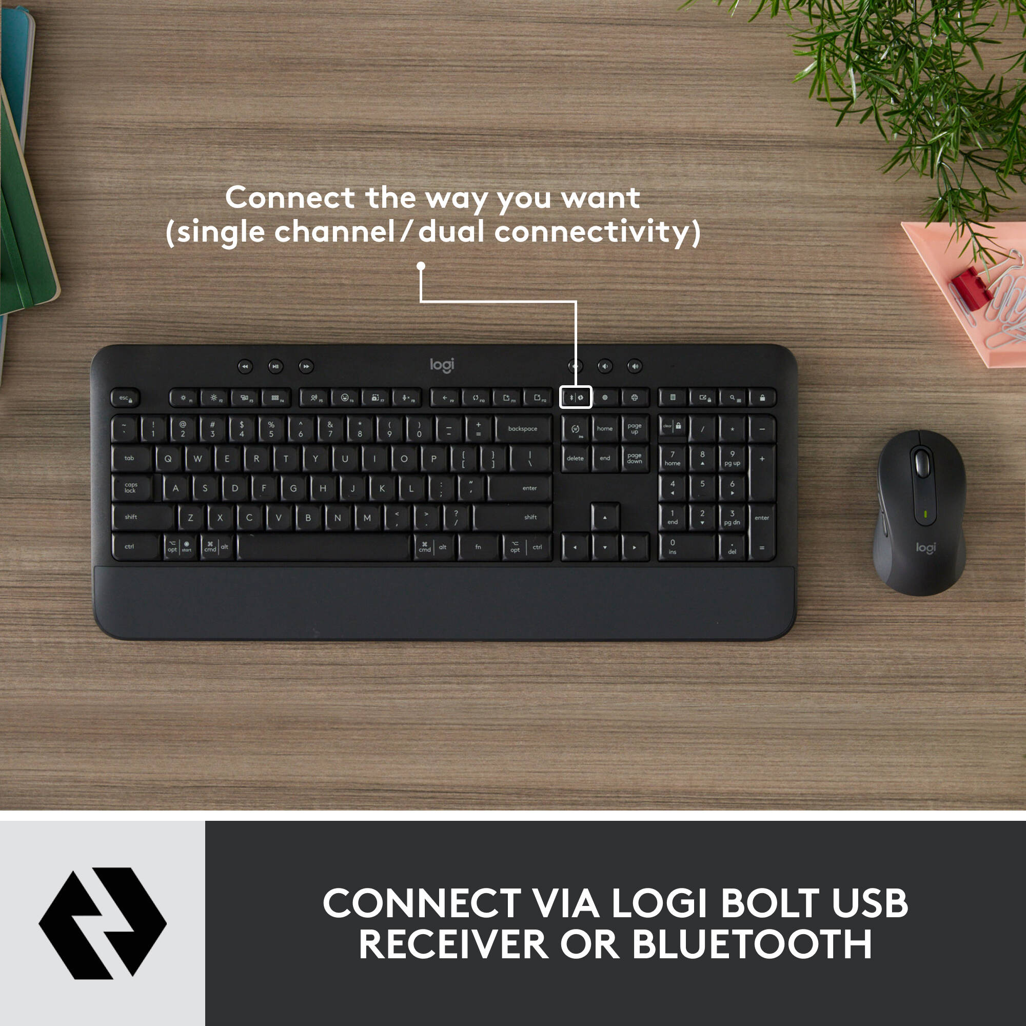 Logitech MK650 Combo B2B Graphite wireless keyboard and mouse set for business desktops — view 3