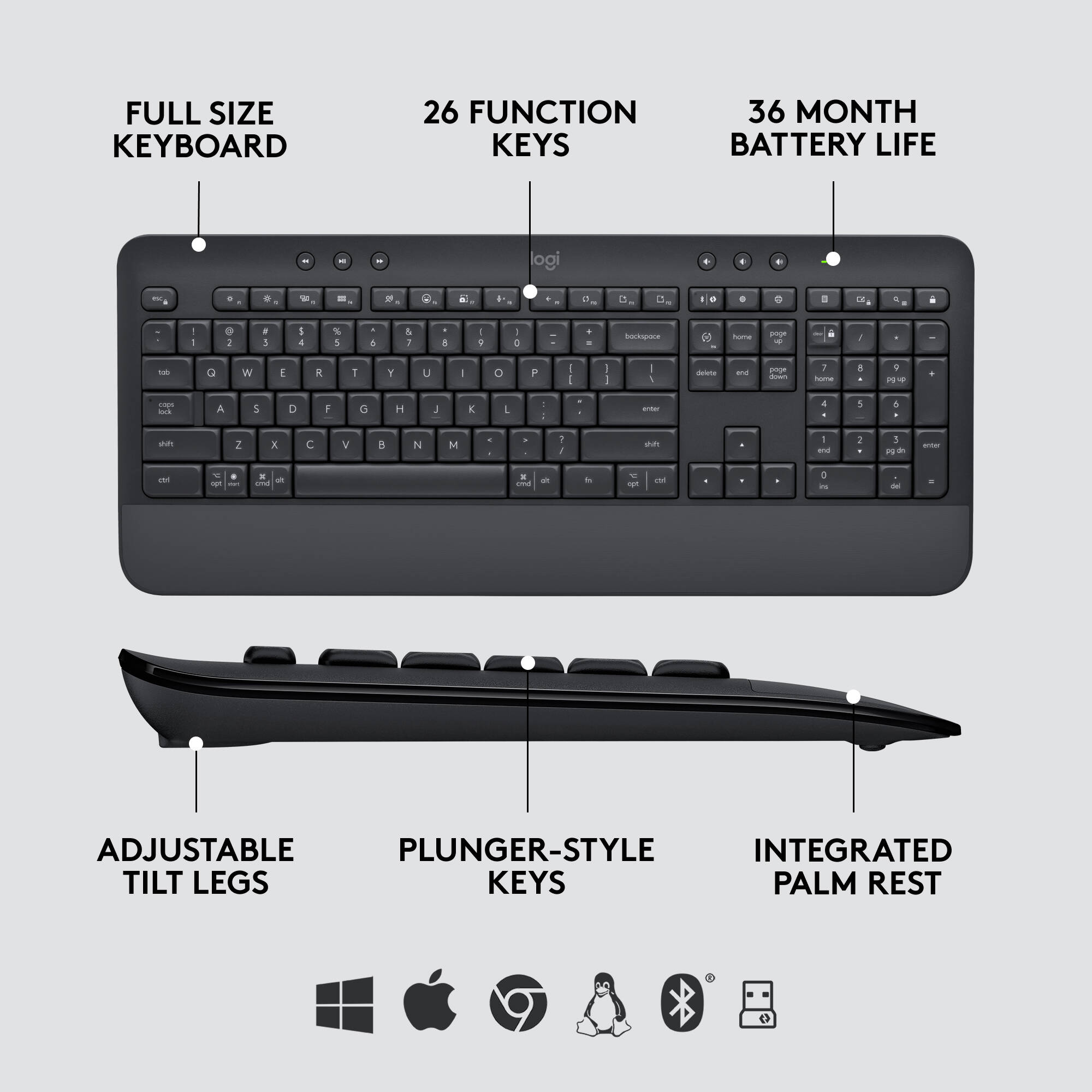 Logitech MK650 Combo B2B Graphite wireless keyboard and mouse set for business desktops — view 6
