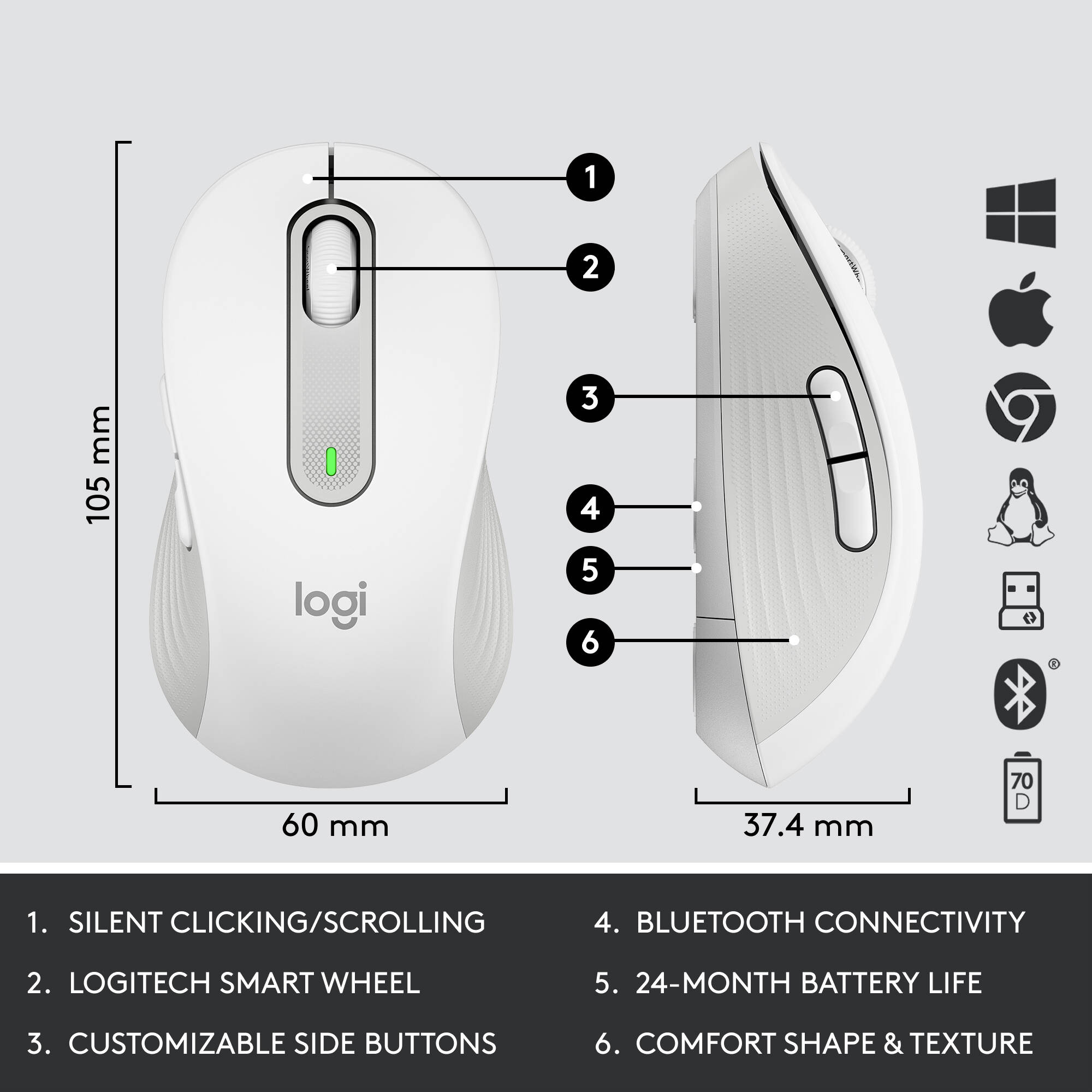 Logitech MK650 Combo B2B wireless keyboard and mouse in off white for business use — view 10