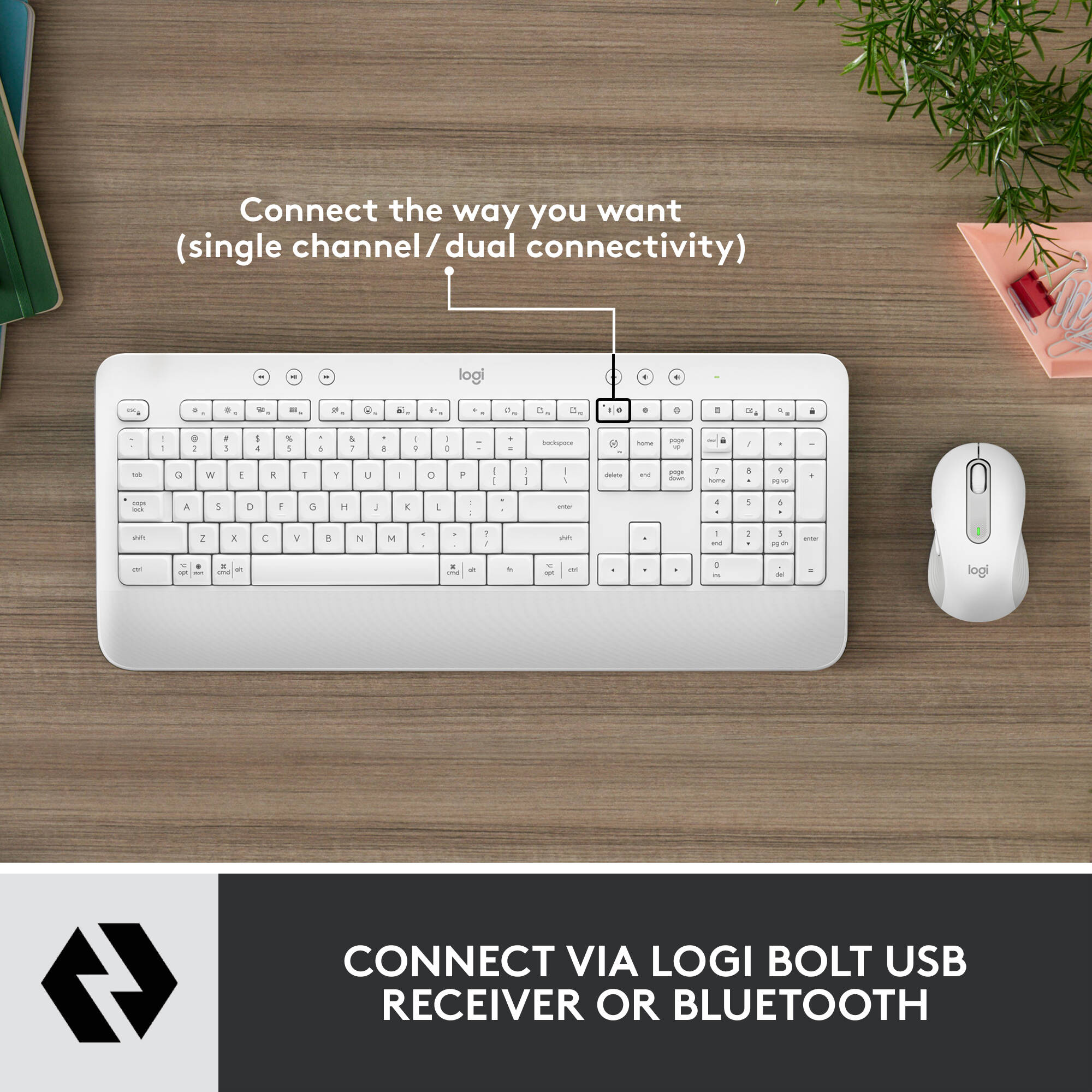 Logitech MK650 Combo B2B wireless keyboard and mouse in off white for business use — view 3
