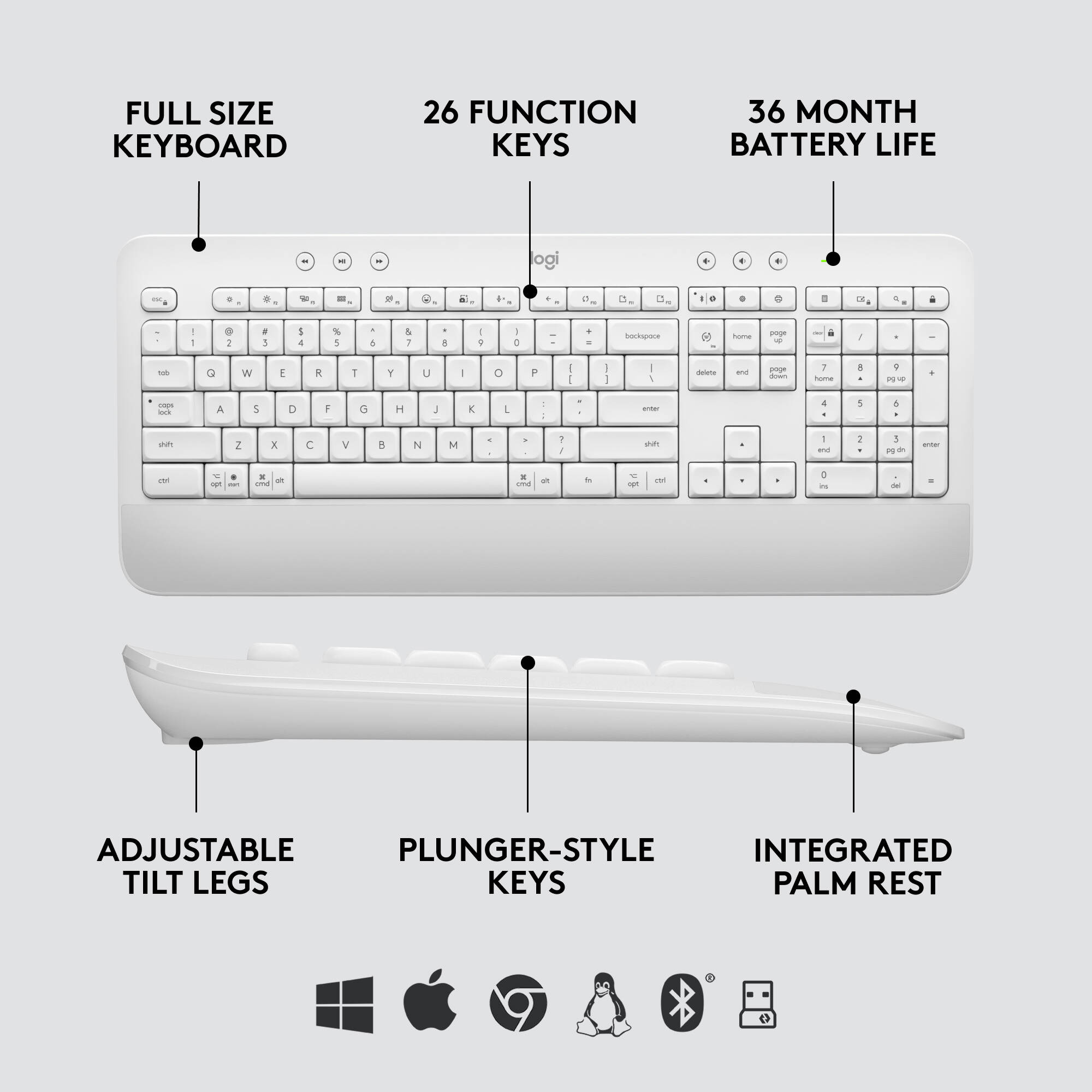 Logitech MK650 Combo B2B wireless keyboard and mouse in off white for business use — view 6