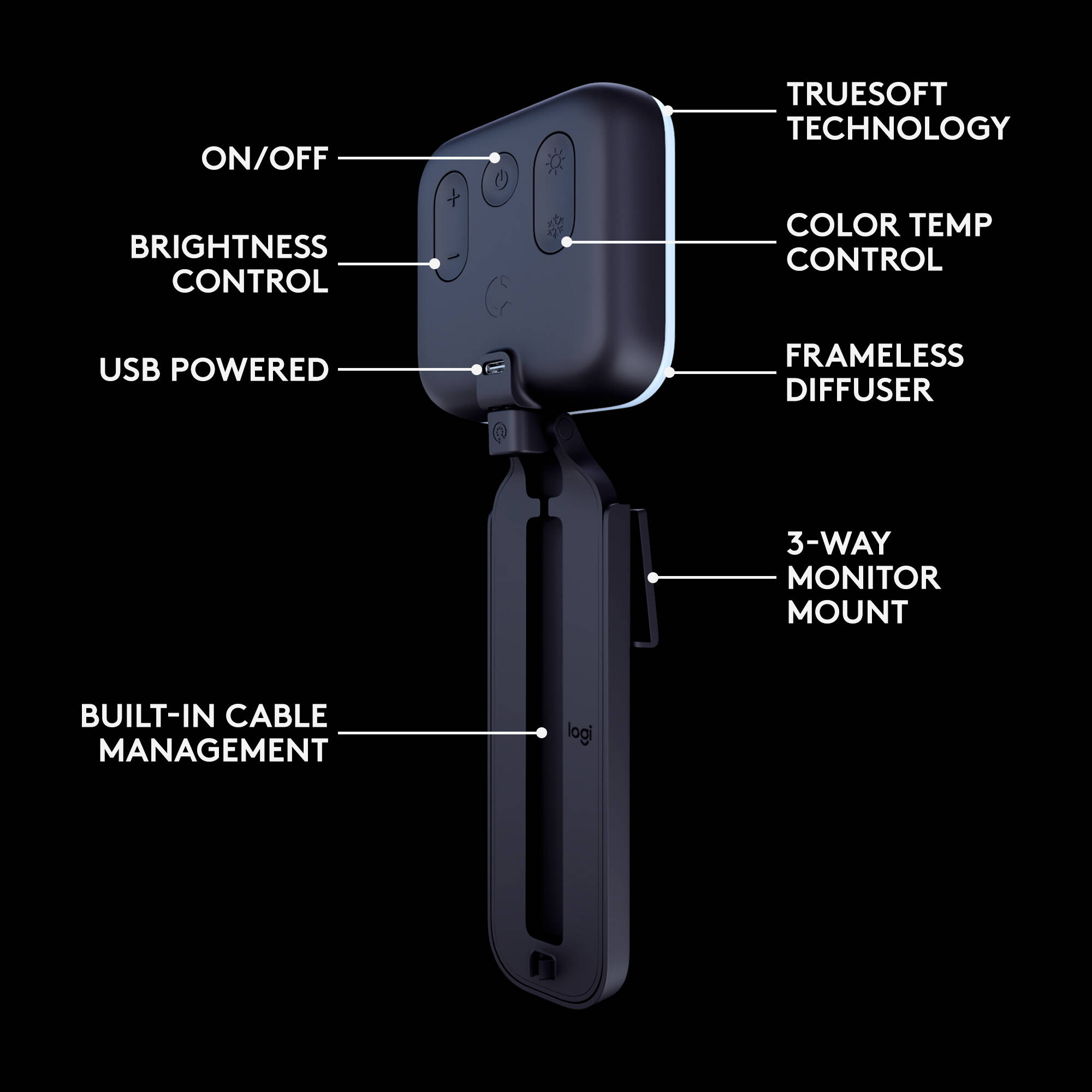 Logitech Litra Glow streaming light for video calls and livestreaming on a desktop setup — view 10