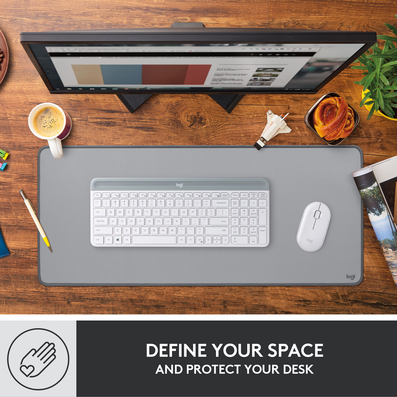 Logitech Desk Mat Studio Series mid-tone desk mat for office and home workspace protection — view 5