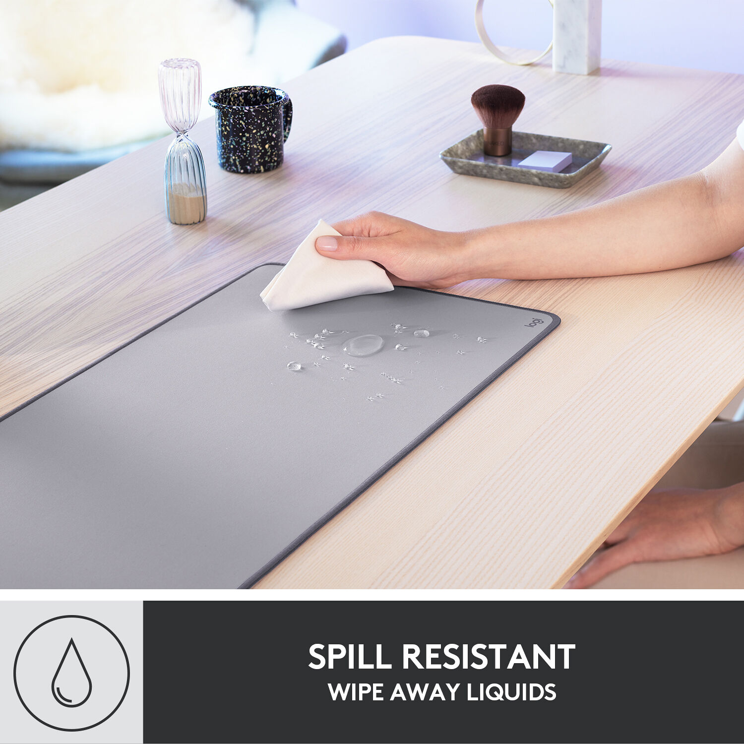 Logitech Desk Mat Studio Series mid-tone desk mat for office and home workspace protection — view 6