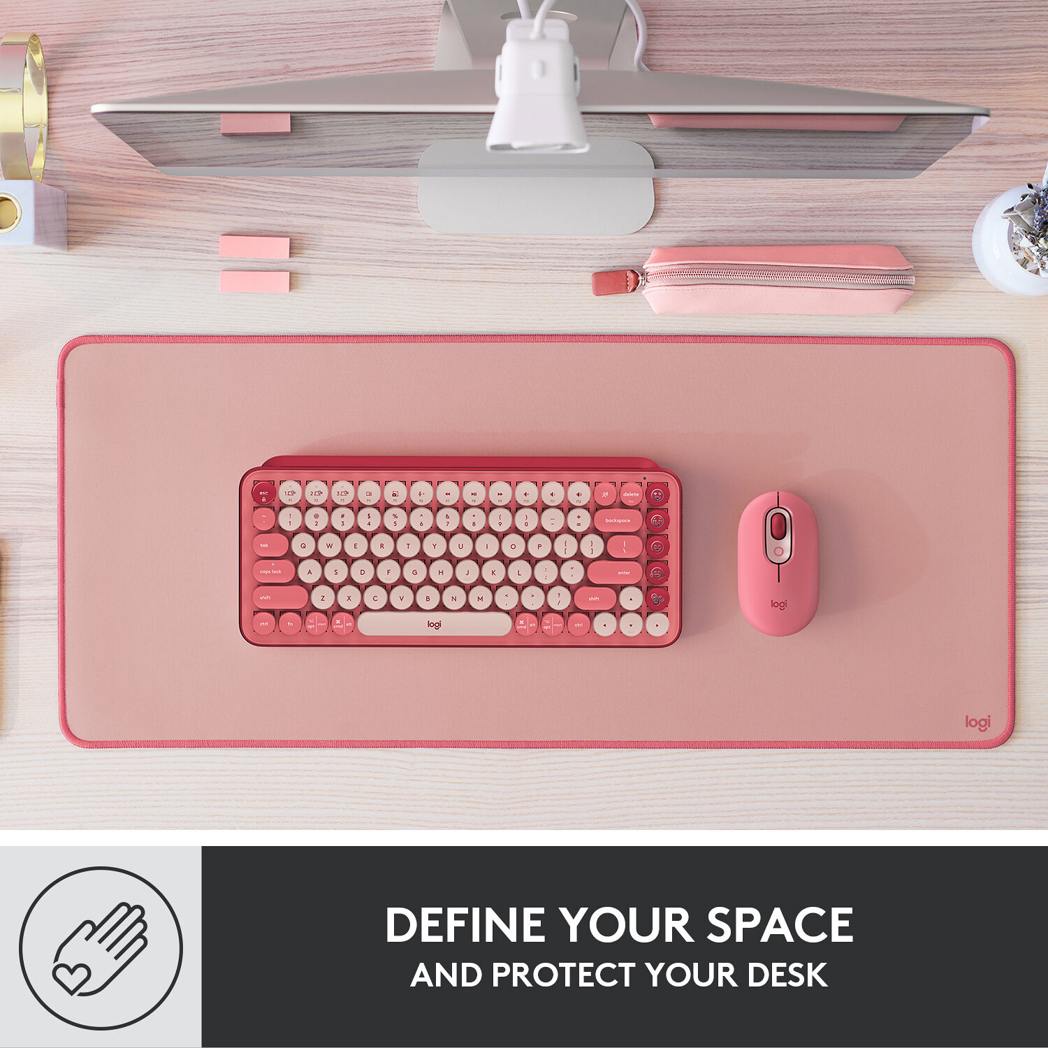 Logitech Desk Mat Studio Series dark desk mat for keyboard and mouse workspace protection — view 4