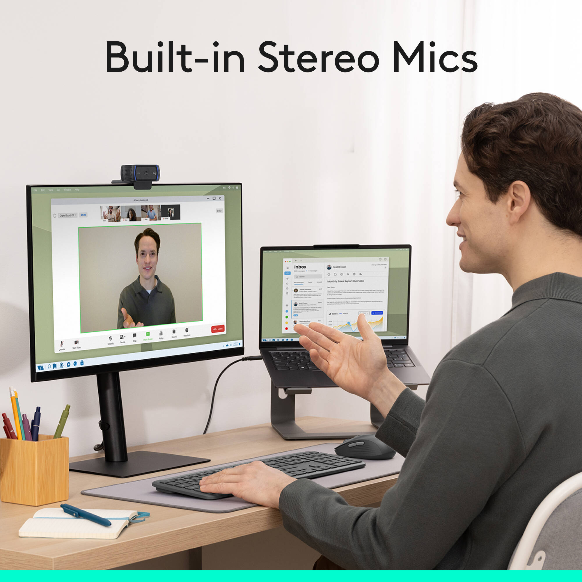 Logitech Pro HD Webcam C920S with 1080P video, dual microphones, and privacy shutter — view 4