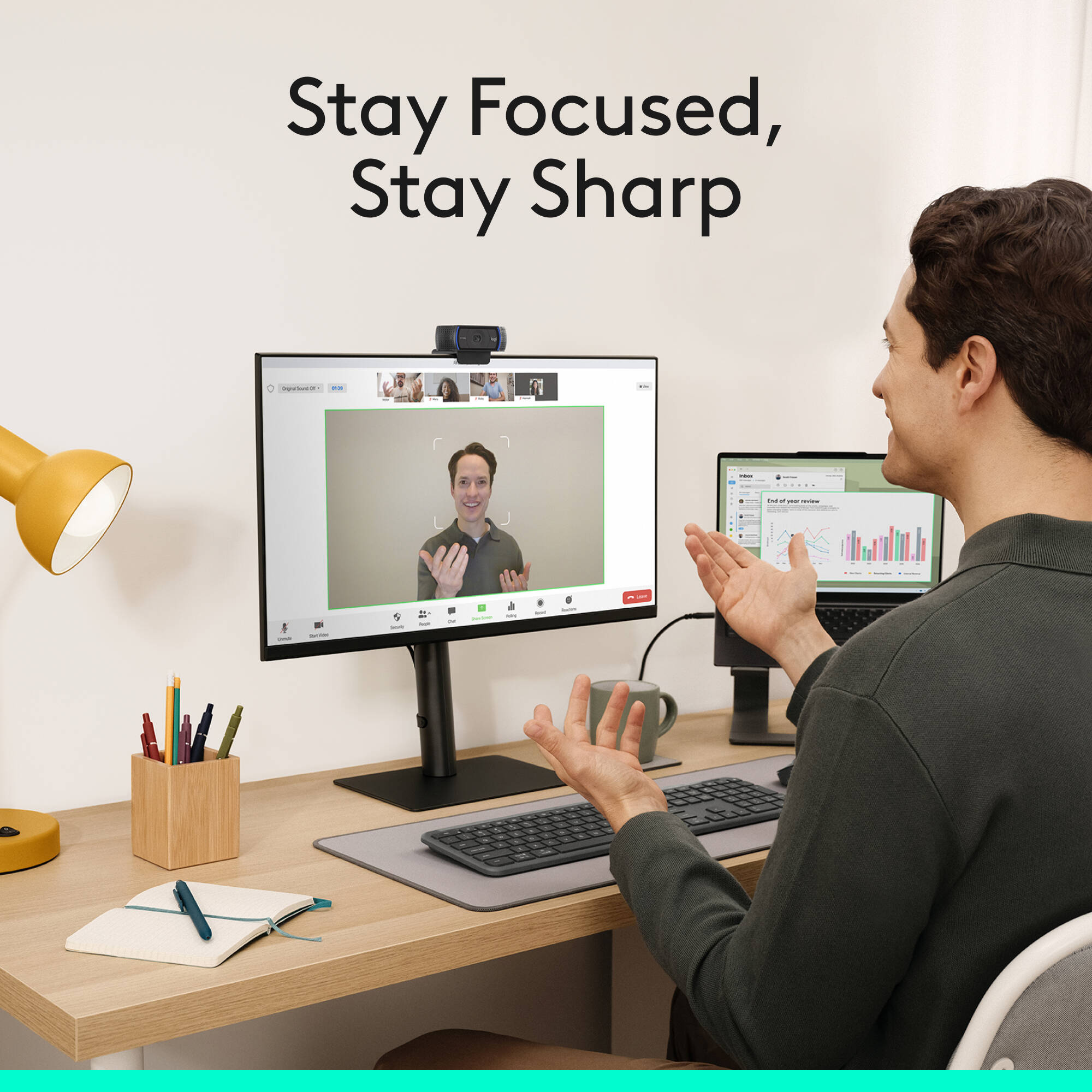 Logitech Pro HD Webcam C920S with 1080P video, dual microphones, and privacy shutter — view 8