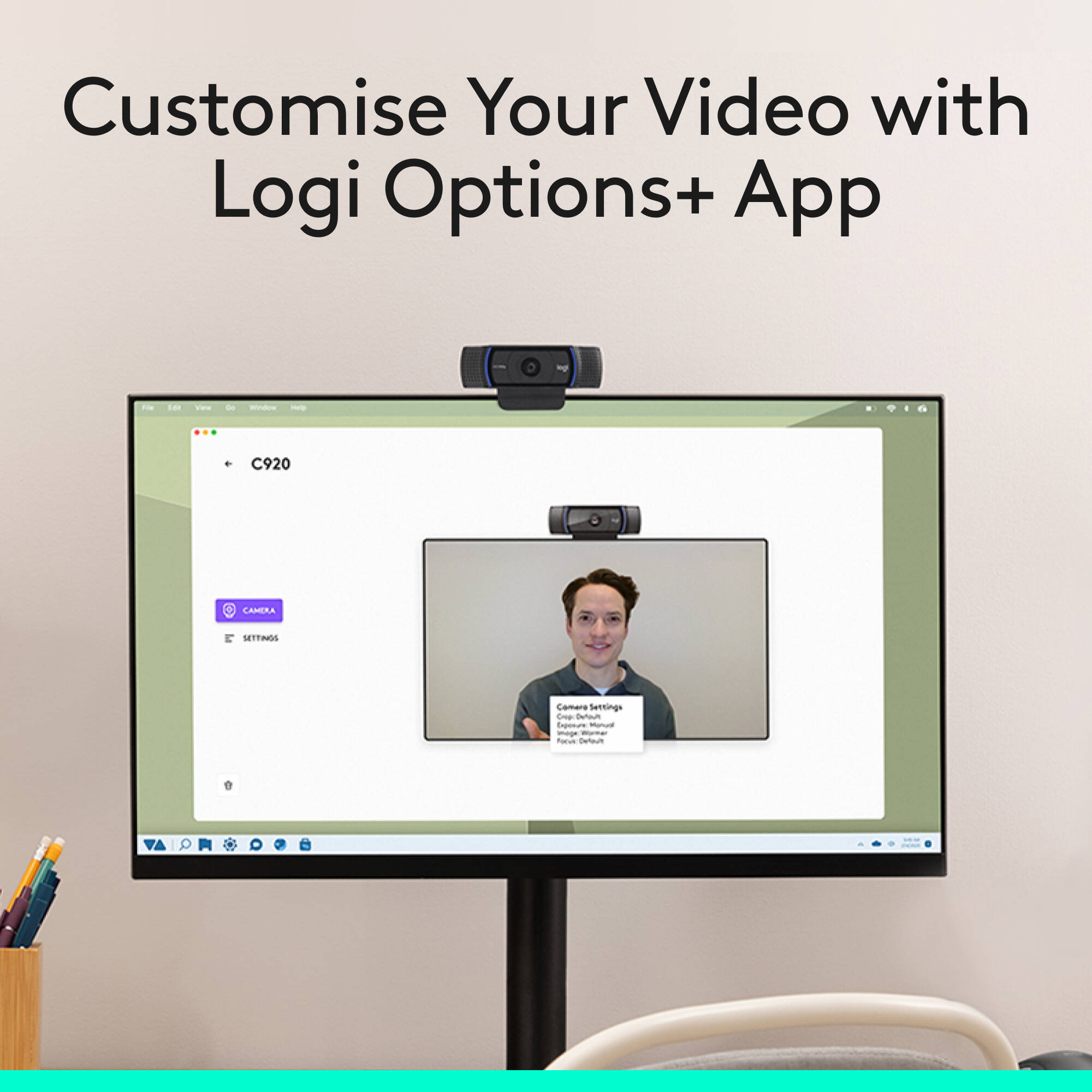 Logitech Pro HD Webcam C920S with 1080P video, dual microphones, and privacy shutter — view 9