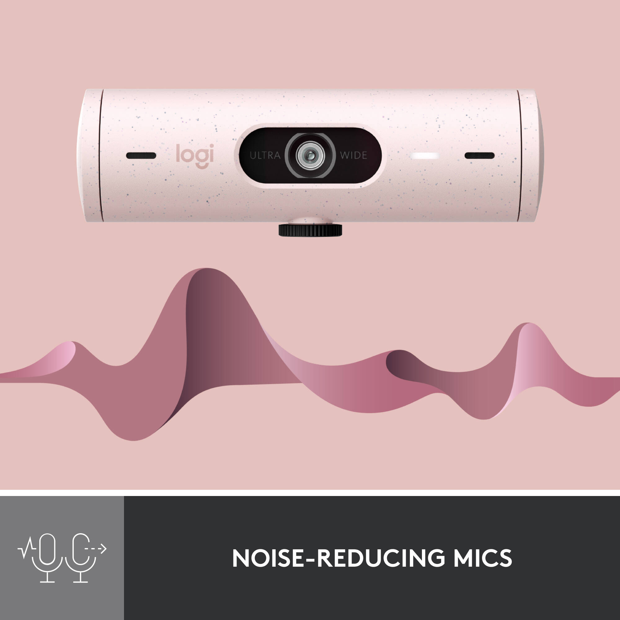 Logitech Brio 500 Webcam in Rose with clip mount for 1080p video calls — view 4