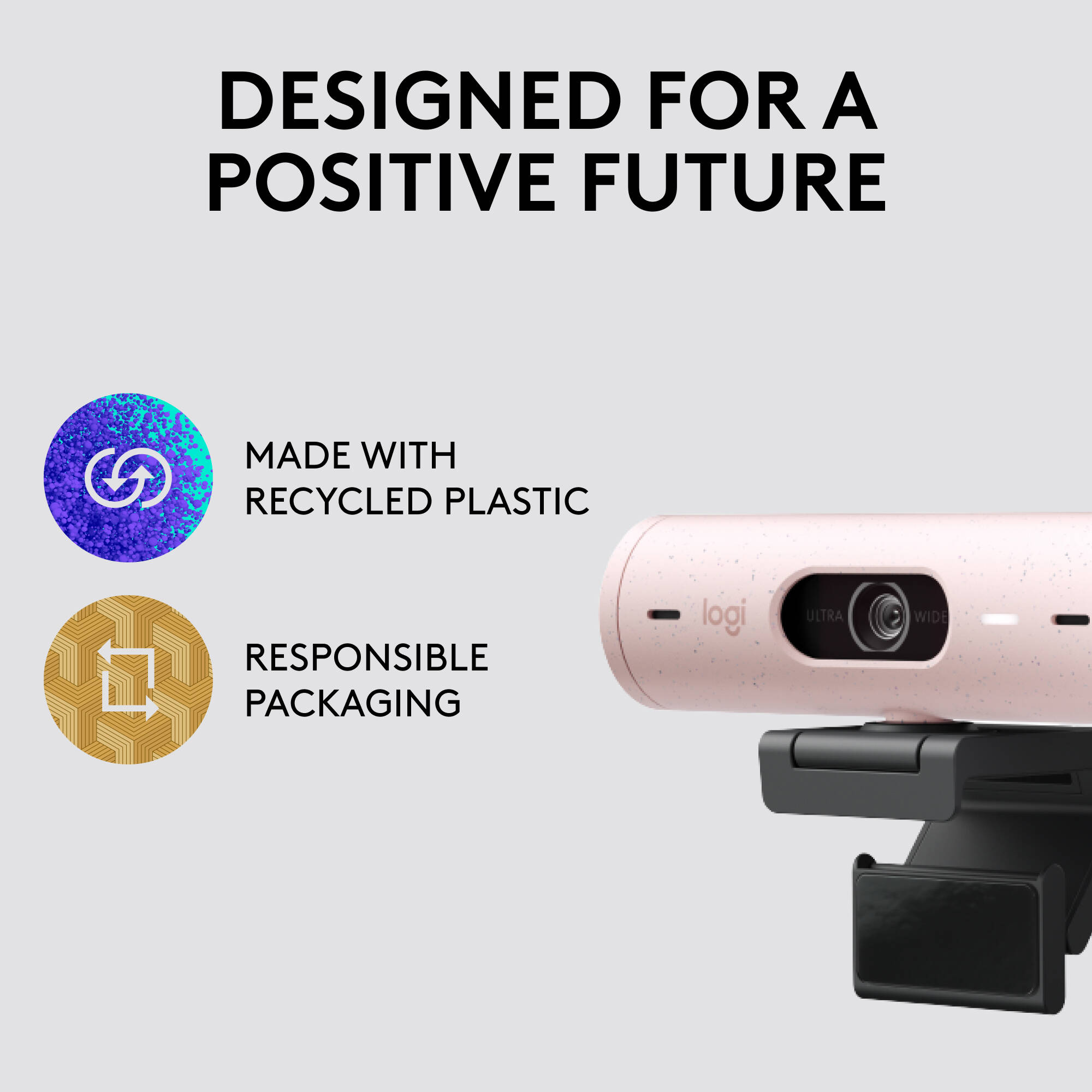 Logitech Brio 500 Webcam in Rose with clip mount for 1080p video calls — view 5