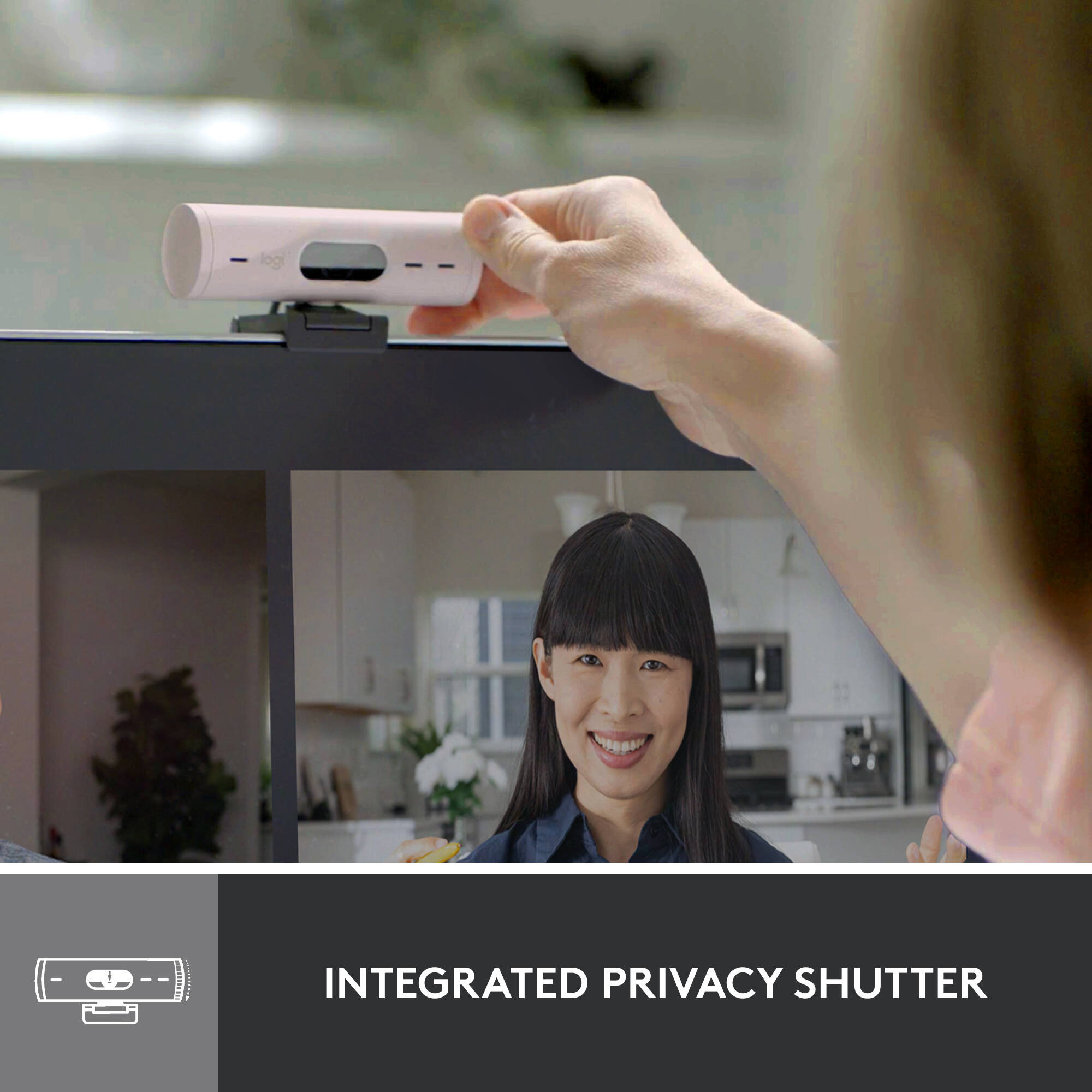 Logitech Brio 500 Webcam in Rose with clip mount for 1080p video calls — view 6