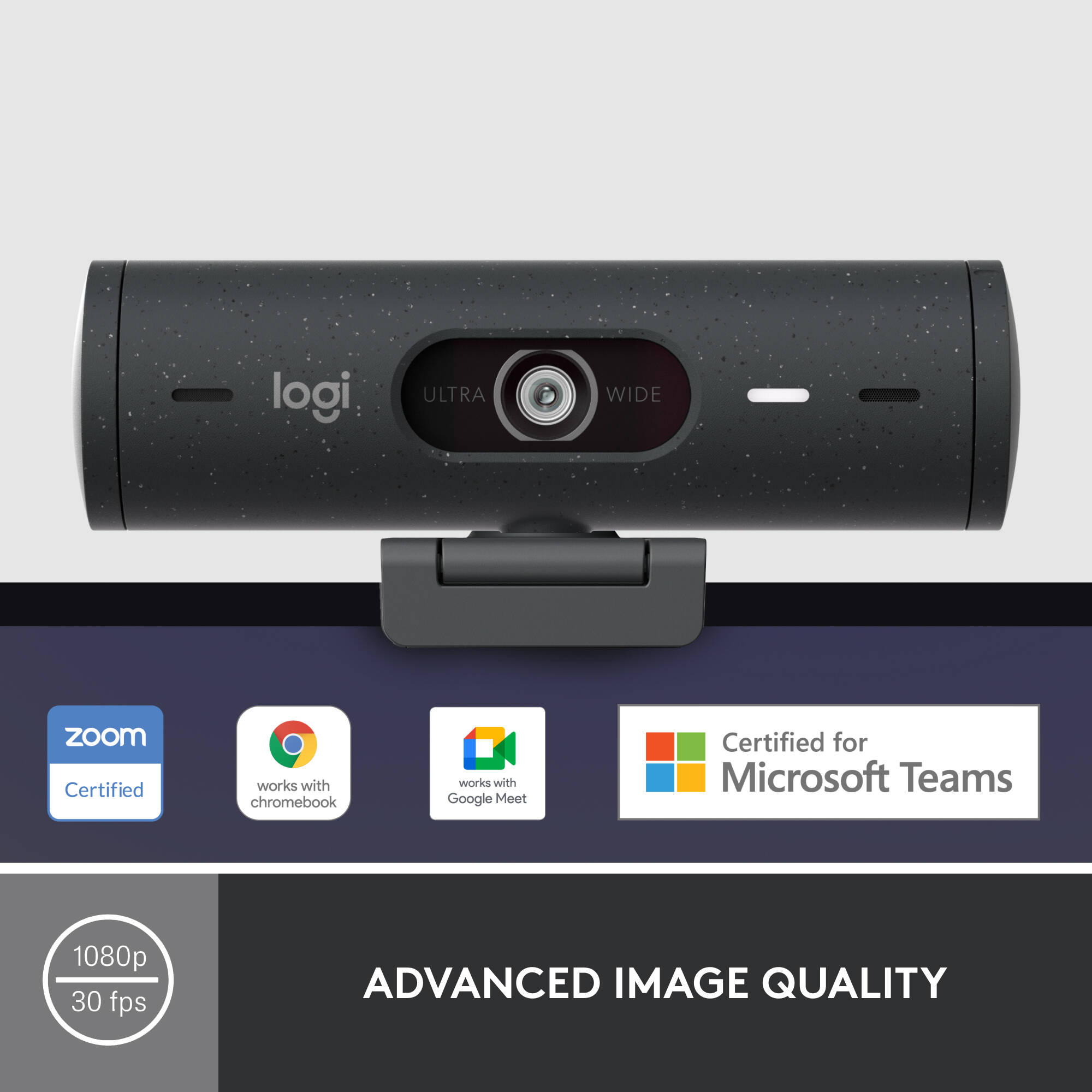 Logitech Brio 500 graphite 1080p webcam for video conferencing — view 2