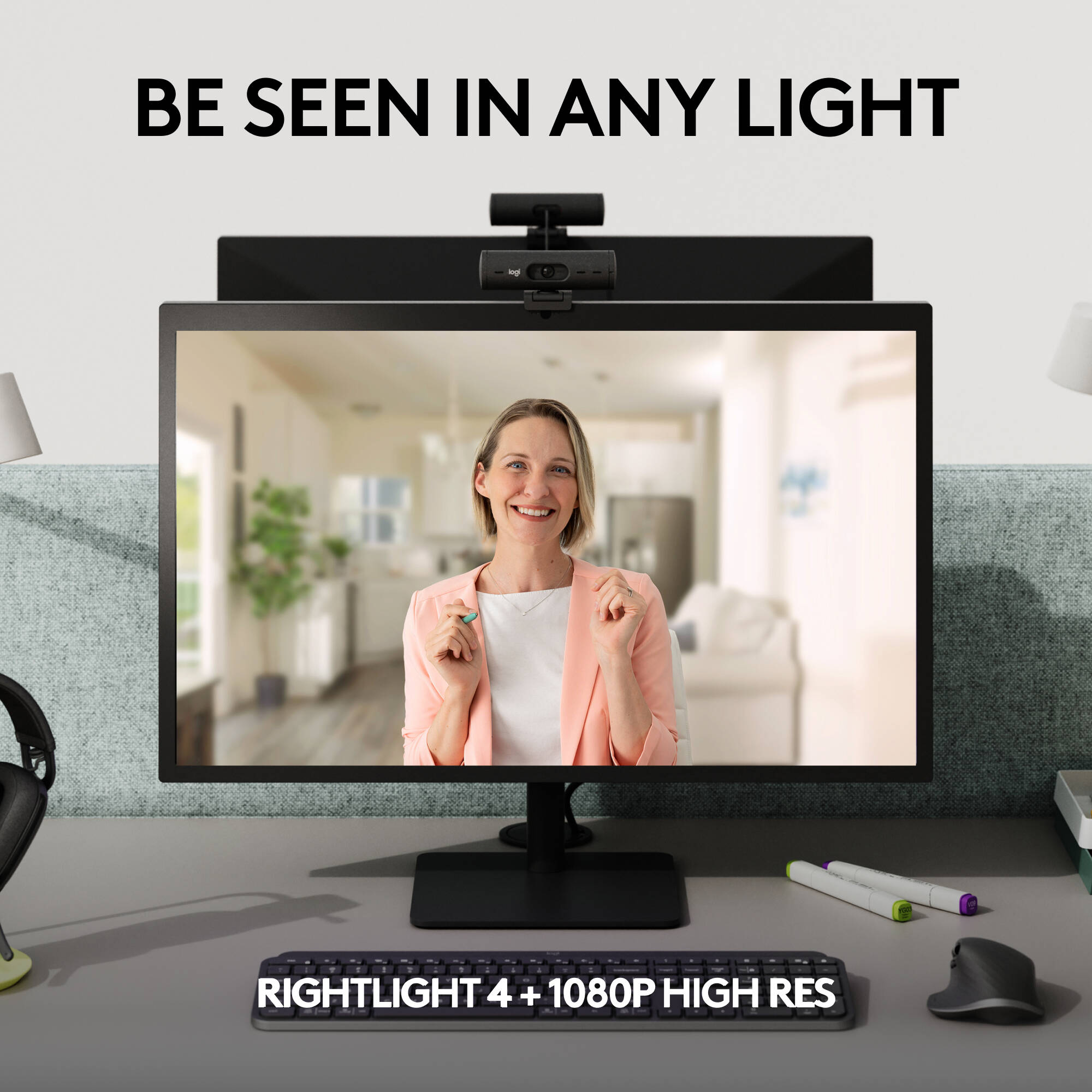Logitech Brio 505 TAA-compliant graphite webcam for business video conferencing — view 4