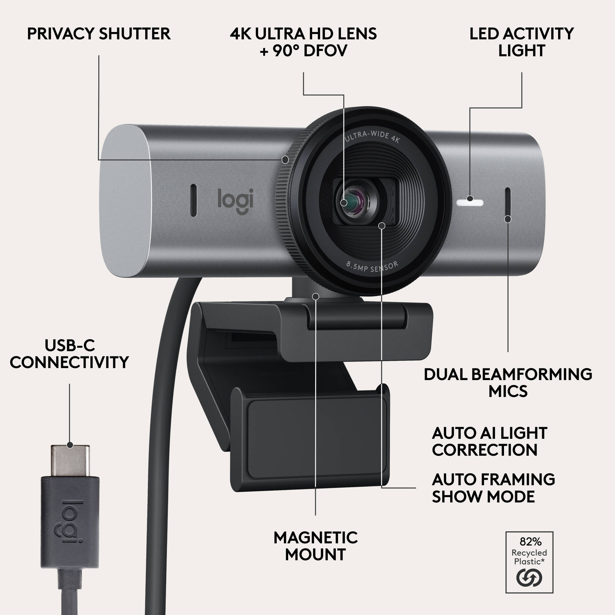 Logitech MX705 Brio business webcam for professional video calls — view 6