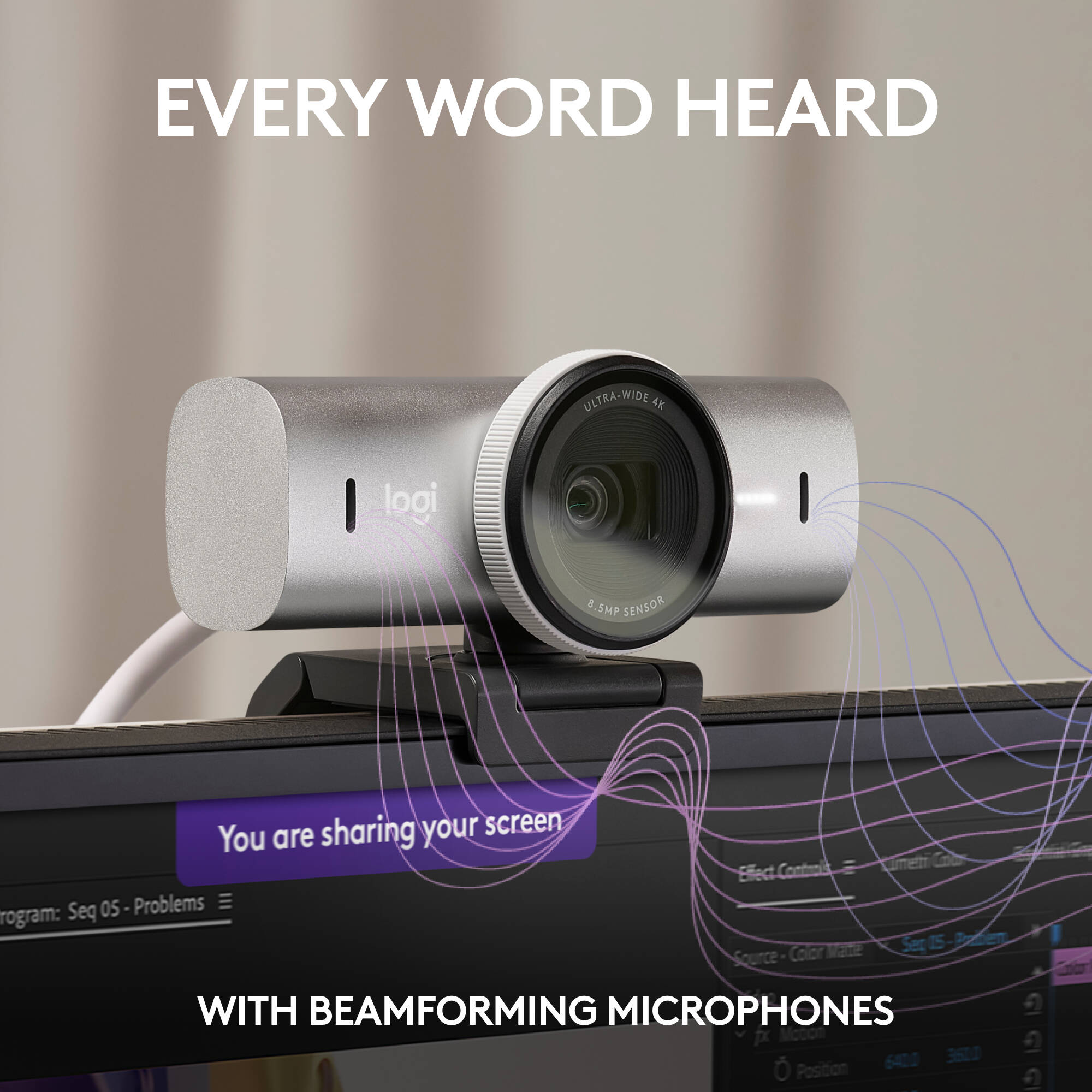 Logitech MX BRIO black 4K webcam with autofocus and privacy shutter — view 4