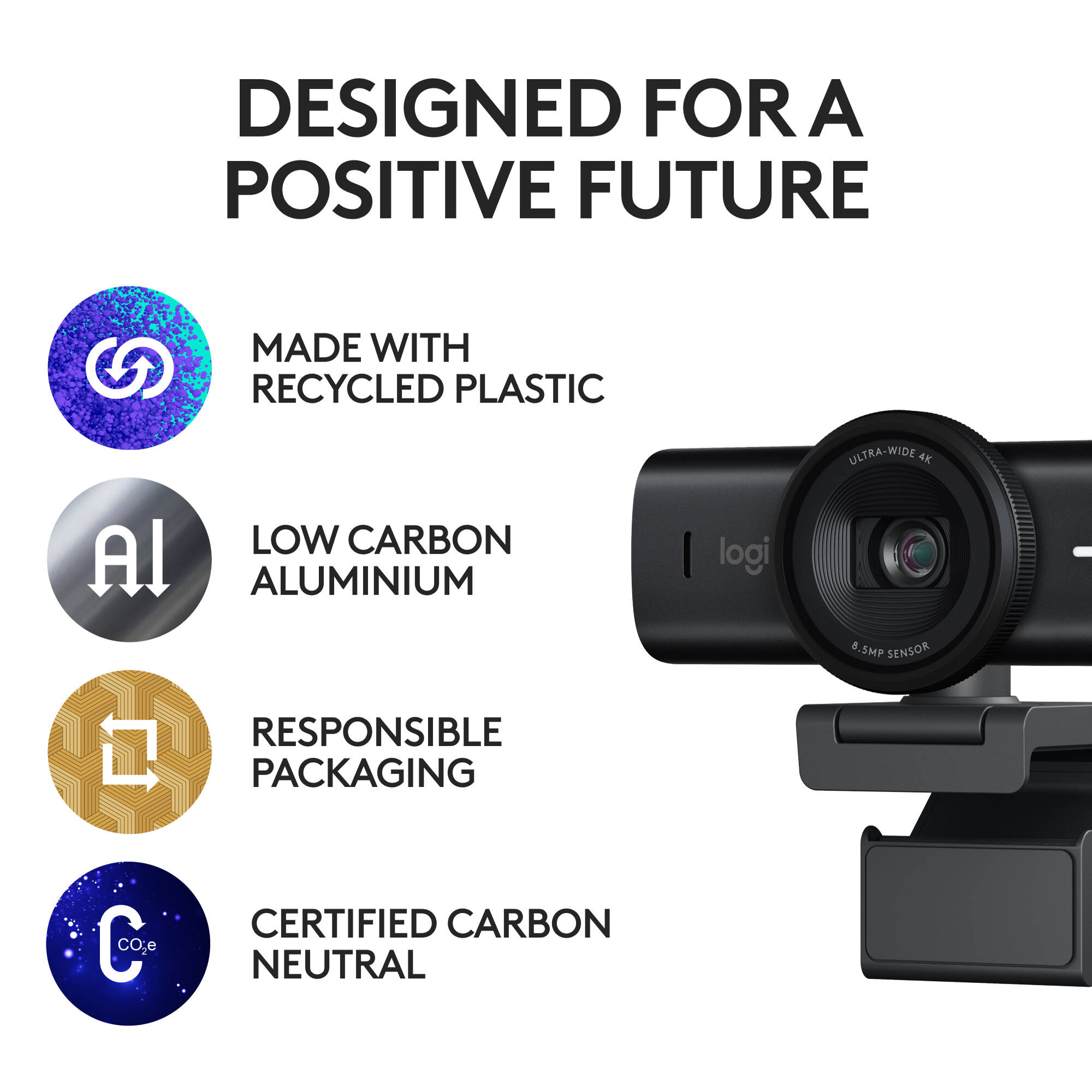 Logitech MX Brio Webcam in a premium desktop setup for 4K video conferencing — view 10