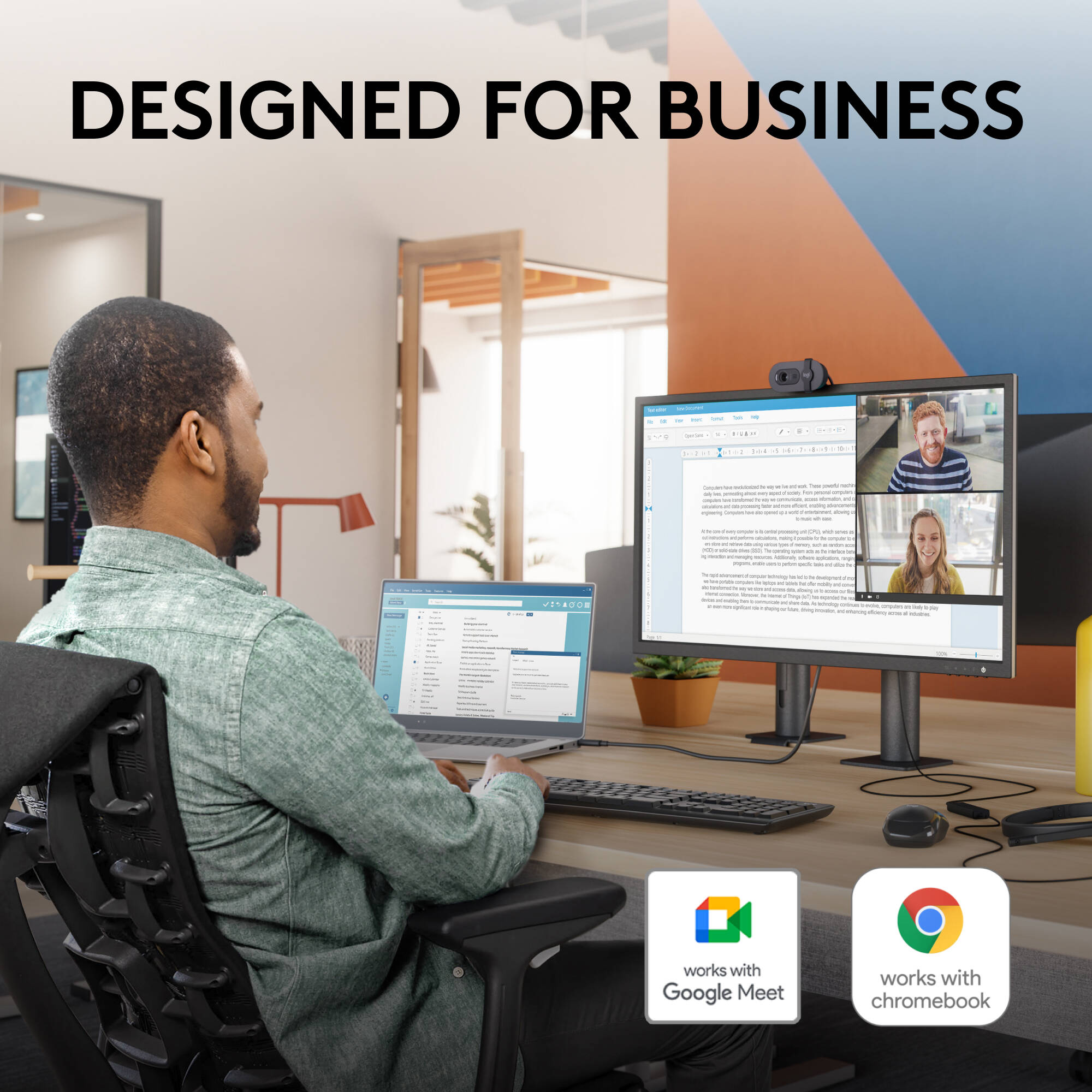 Logitech Brio 105 graphite webcam for 1080p business video calls — view 2